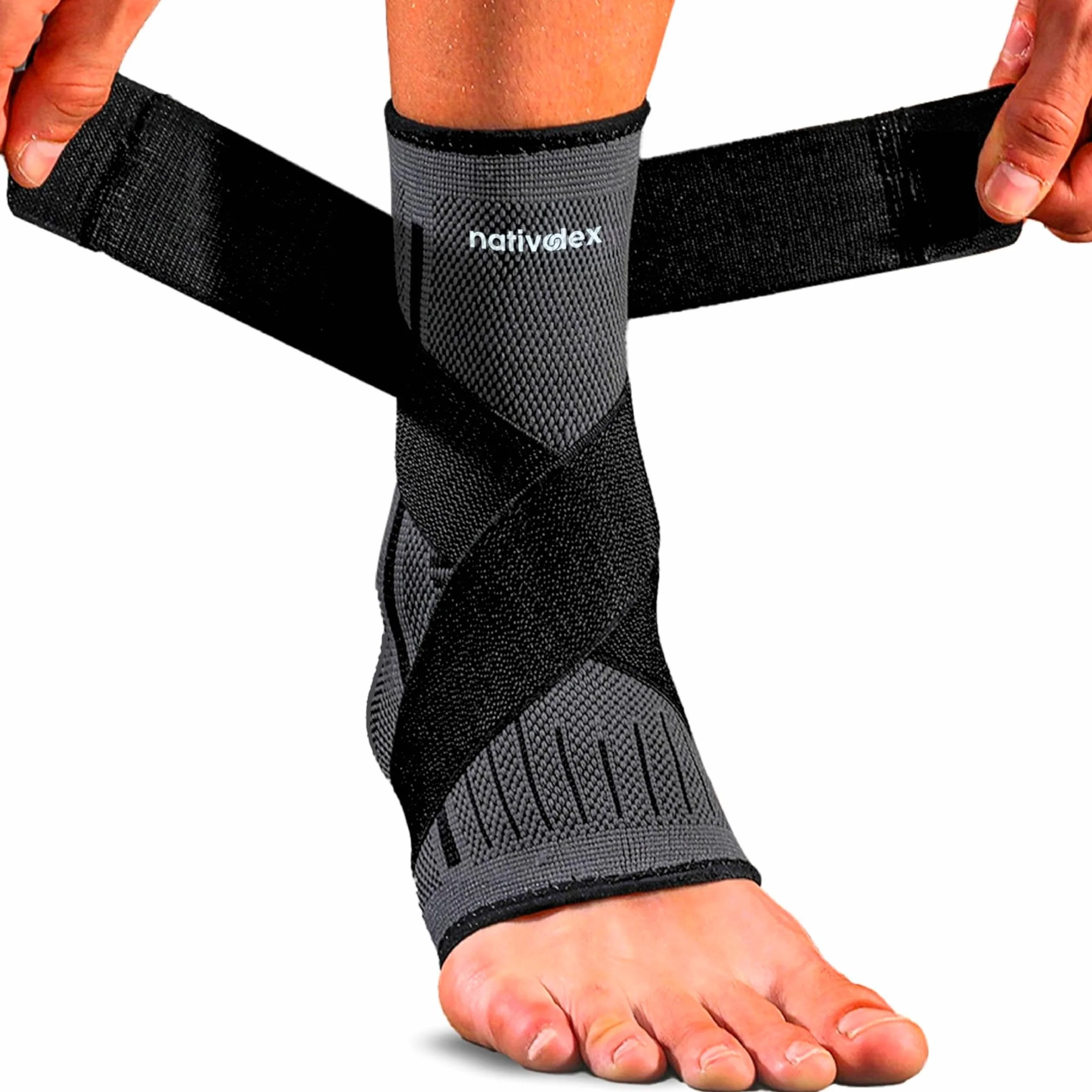 NativoDex Tobillera Deportiva con Ajuste Personalizado para Estabilizar y Prevenir Torceduras, Soporte y Compresión para Ambos Pies