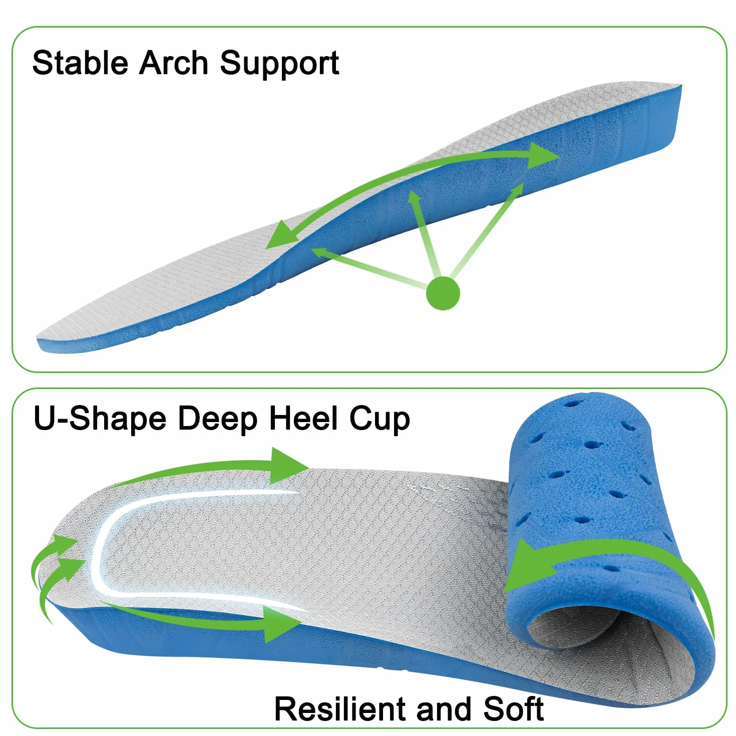 Plantillas para Skechers Hombre, Plantilla Insoles de Repuesto con Soporte para el Arco, Alivio del Dolor de Pies, EU 45