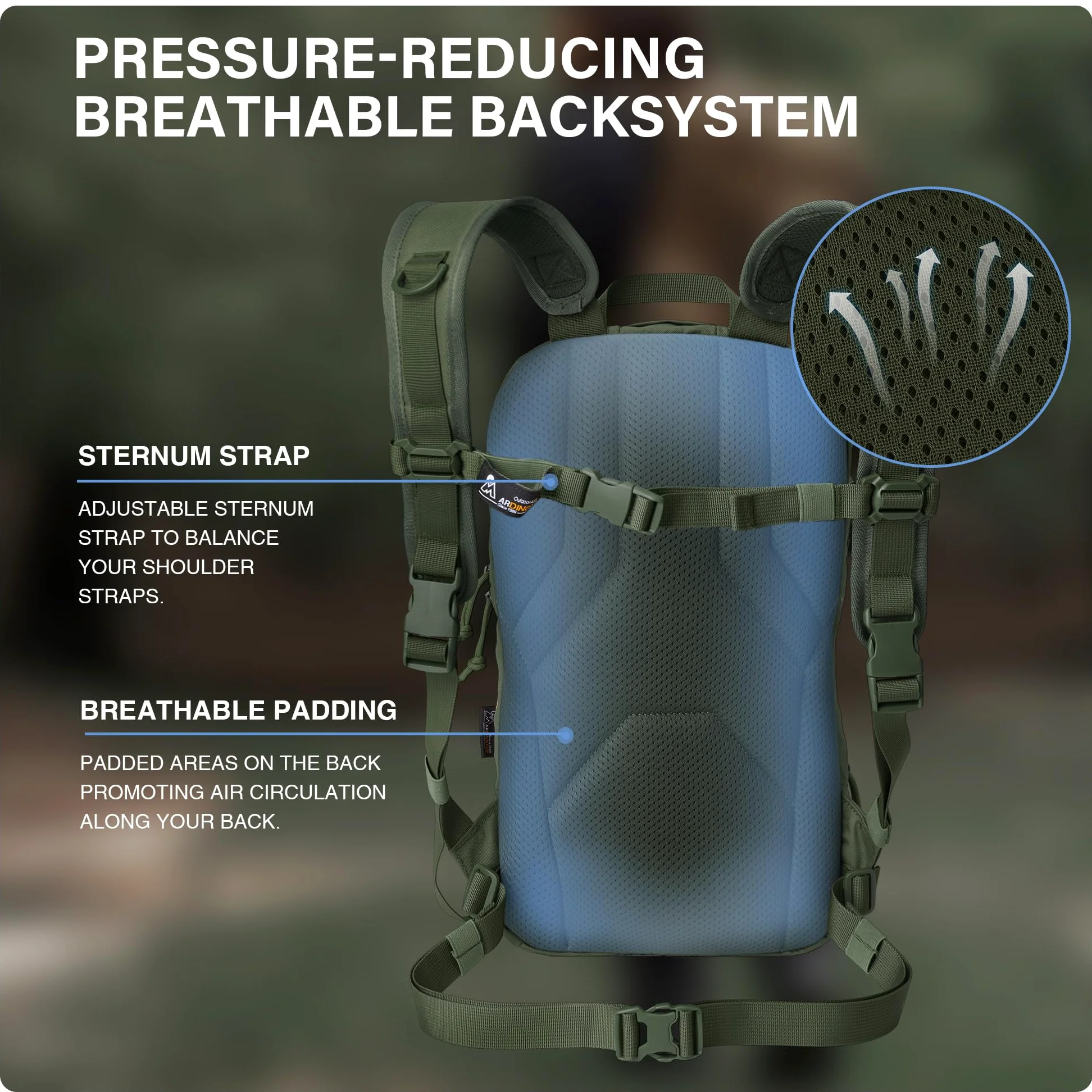Mardingtop Mochila de ciclismo de 15 L para hombre y mujer, panel trasero de malla transpirable con práctico sistema Molle y soporte para casco para ciclismo, senderismo, correr, esquí