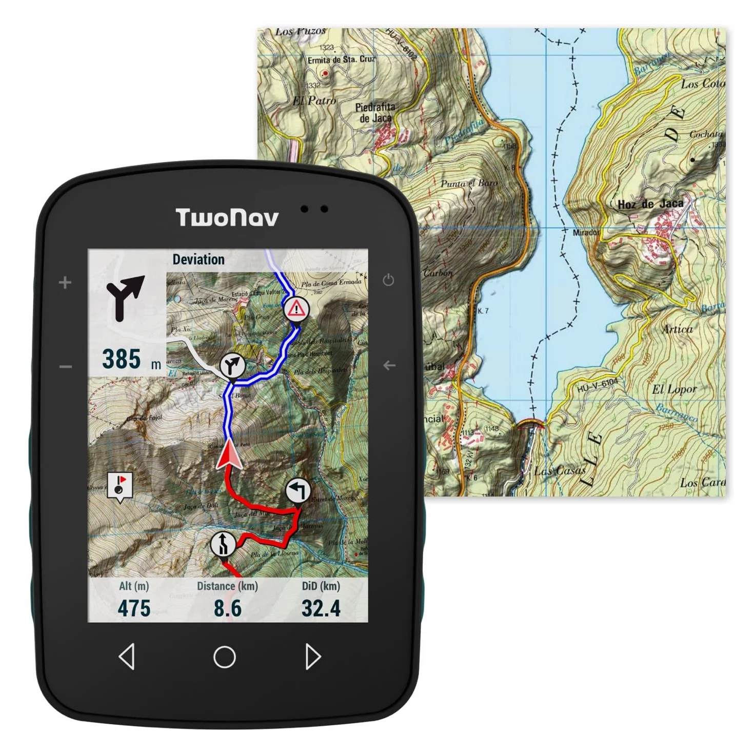 GPS Terra + Mapa España Topo - Multideporte Bicicleta Ciclismo BTT Senderismo Trekking/Compacto y Ligero / 3 Botones Frontales/Pantalla 3.7" / Autonomía 15 h/Memoria 32 GB/Mapa Topo Incluido