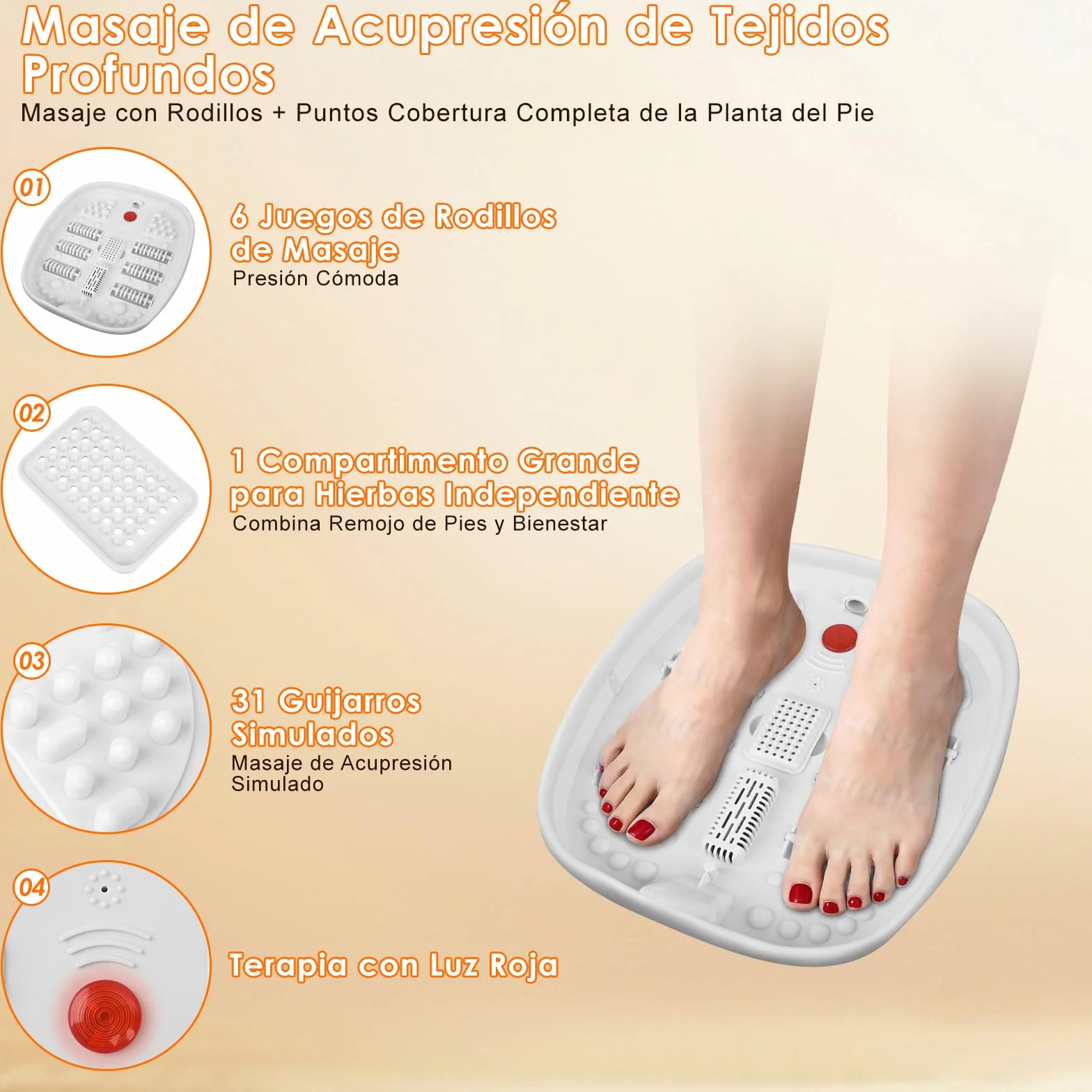 Masajeador de Pies Plegable con Calefacción, Control Remoto, Burbujas, 24 Temperaturas, 6 Temporizadores