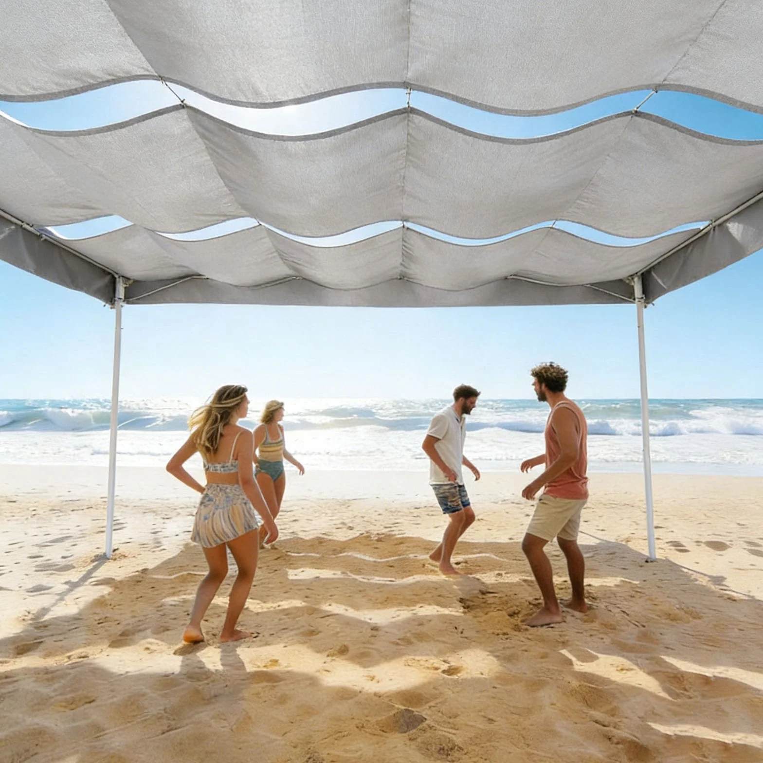 Toldo Retráctil de Onda, Vela de Sombra, Protección Solar, Resistente al Agua, Pérgola para Terrazas y Jardines - Gris Claro 100x500cm