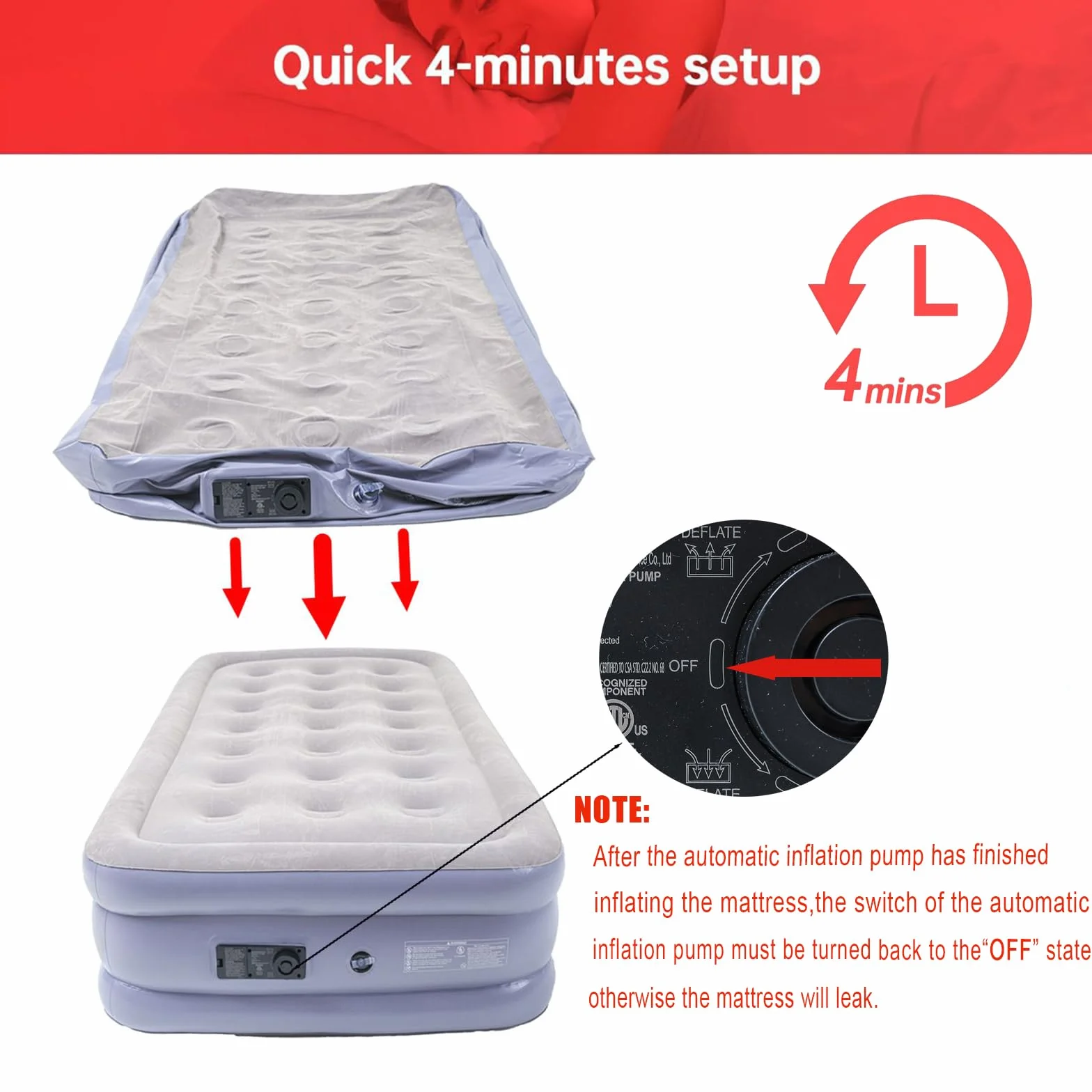 Icelus Colchón Hinchable Cama Hinchable Autoinflable 191 x 99 x 41 cm Apto para 1 Personas Cama de Invitados con Bomba Eléctrica
