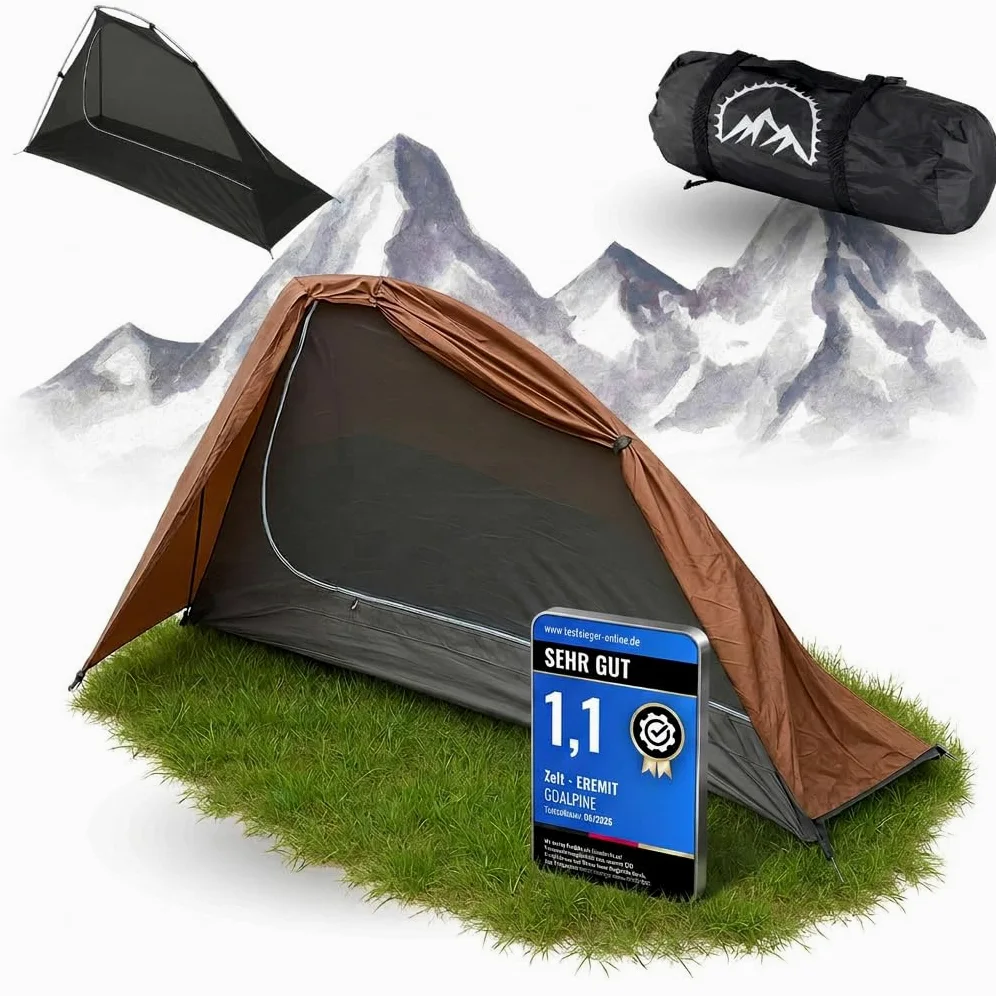 Tienda GOALPINE® para 1 y 2 Personas Grandes | Impermeable 4000 mm | tamaño de Paquete pequeño | para Senderismo, excursiones de montaña y Ciclismo | Ultraligero | 4 Estaciones | construcción rápida