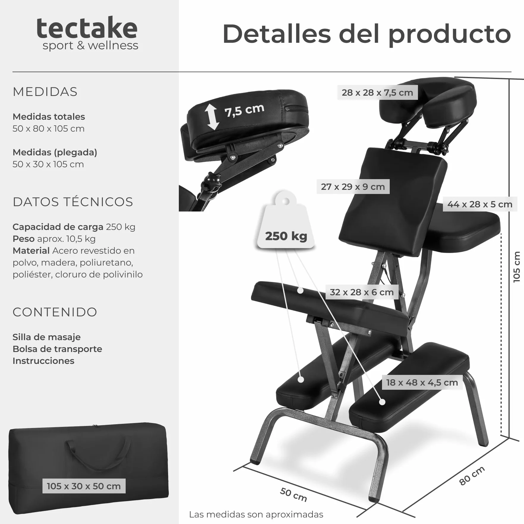 TecTake Silla de Masaje Fisioterapia Rehabilitacion Sillón de Tratamiento Tattoo