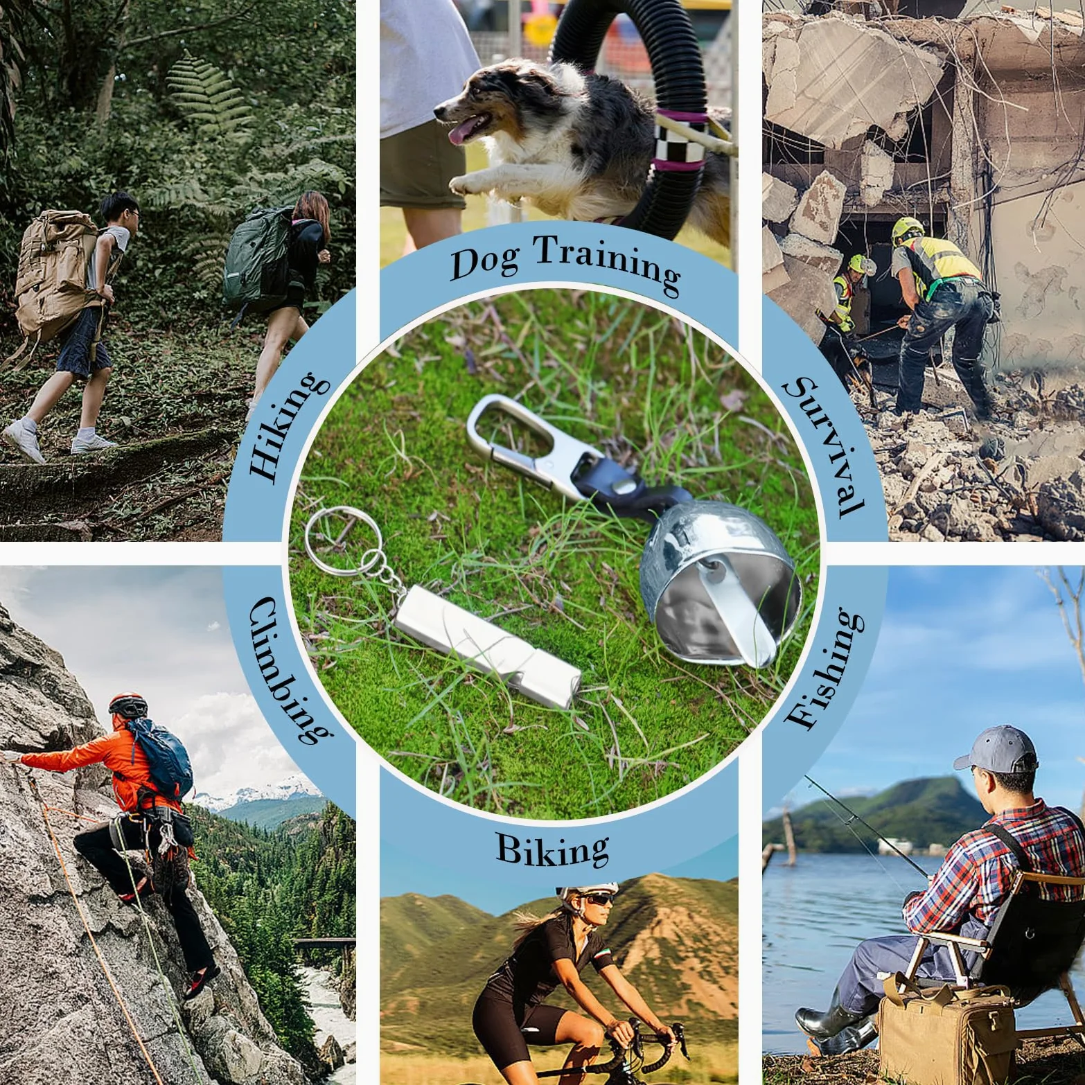 Campana de oso fuerte con silenciador, accesorios de senderismo, silbato de emergencia y campana de cobre para senderismo, mochileros, supervivencia, ciclismo, pesca, escalada, campamento
