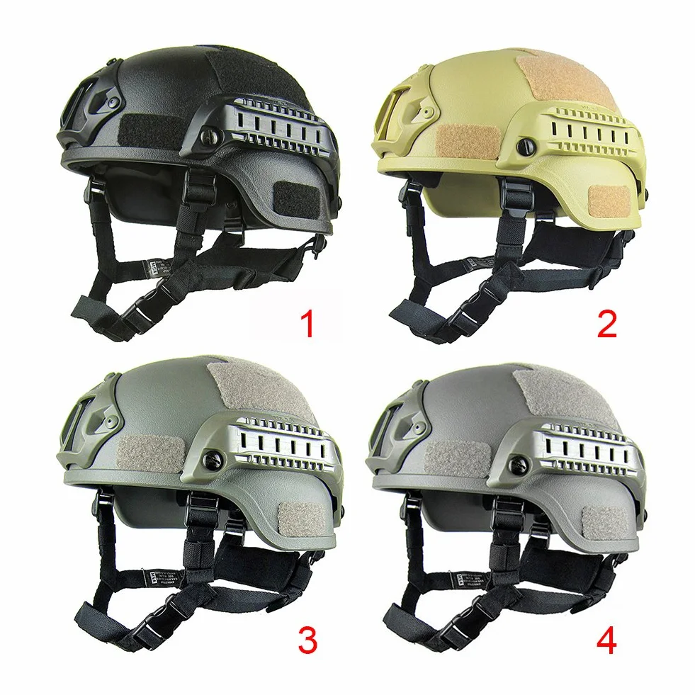 Casco de protección Airsoft, casco táctico militar versión MICH 2001 | Protección de cabeza unisex Airsoft Gear Paintball con soporte NVG y guías laterales para juegos CS al aire libre