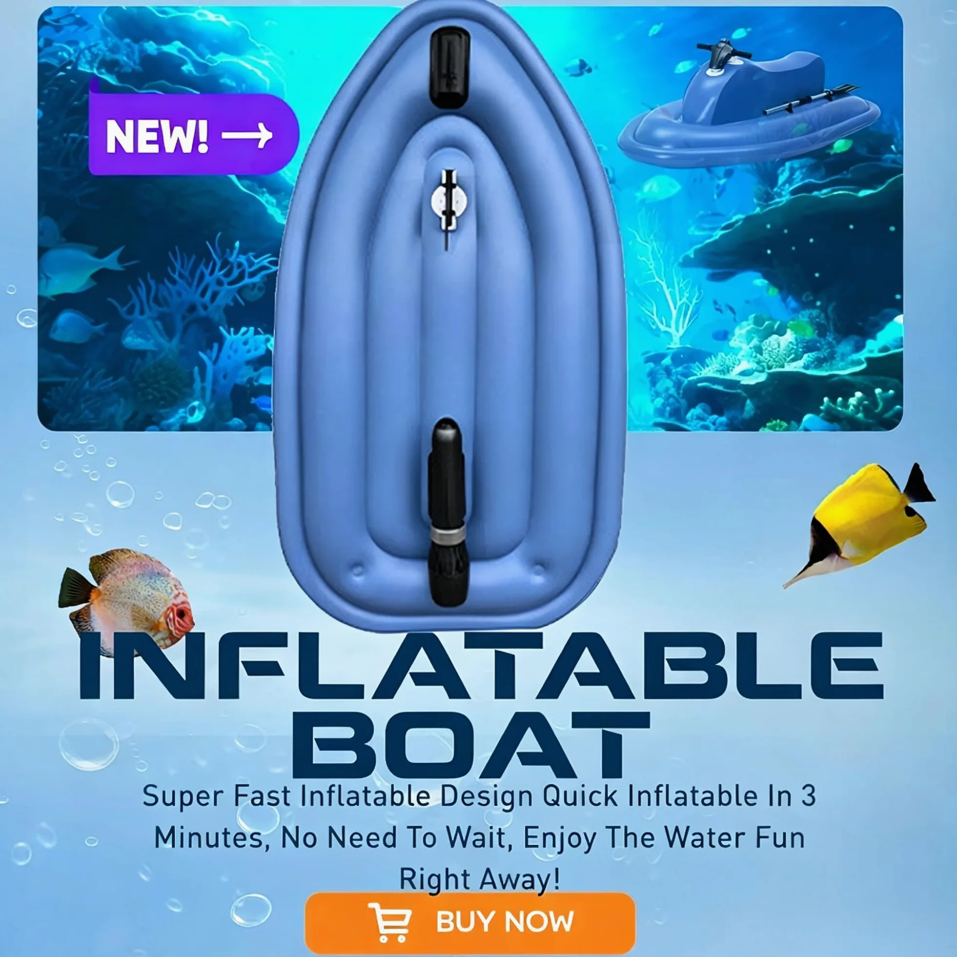Flotador Inflable motorizado for Piscina, Moto acuática, Barco eléctrico Plegable con Scooter Submarino Desmontable de 500 W, Barco de PVC de Doble Aleta