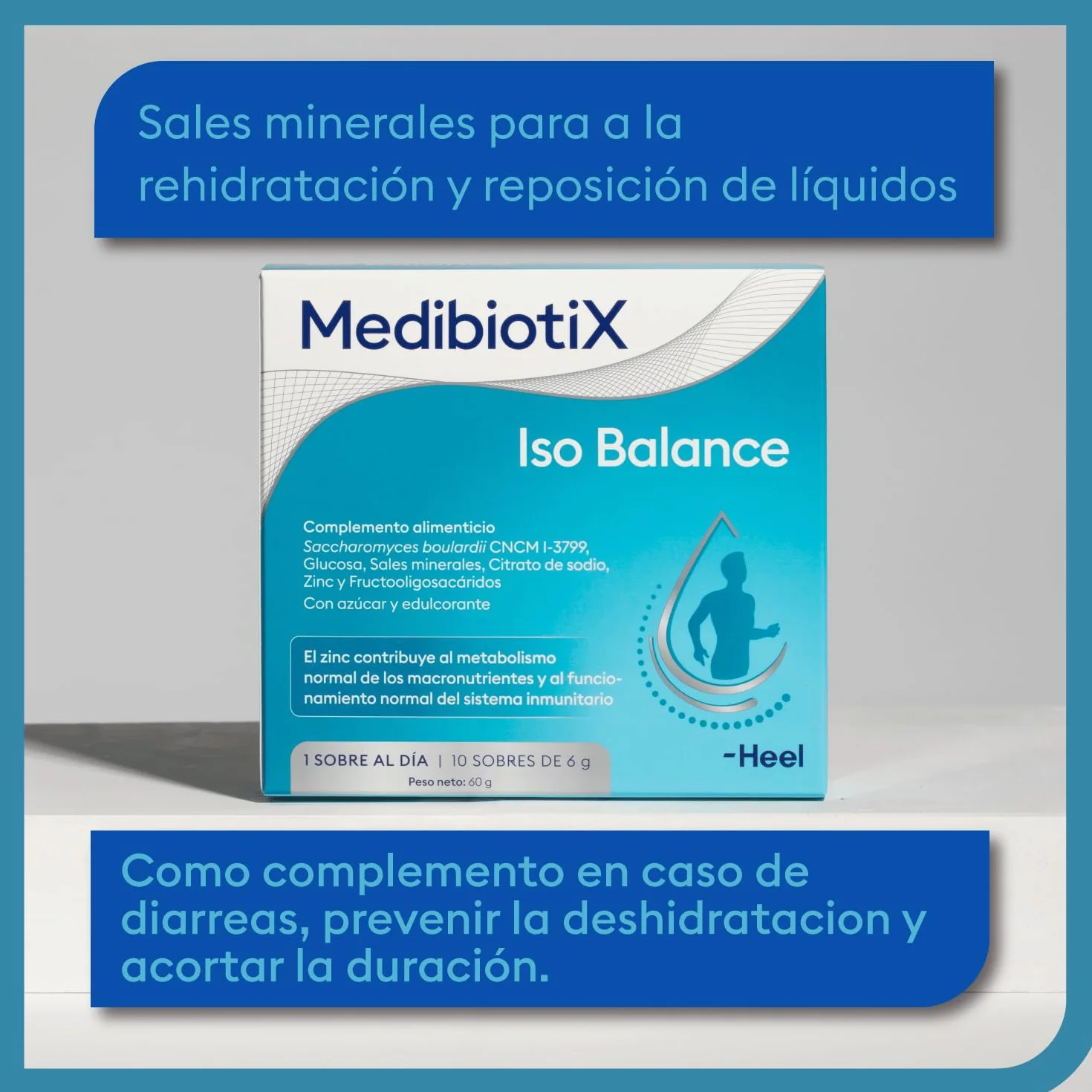 MedibiotiX Iso Balance Complemento Alimenticio con Prebióticos, Probióticos y Sales Minerales, 10 Sticks
