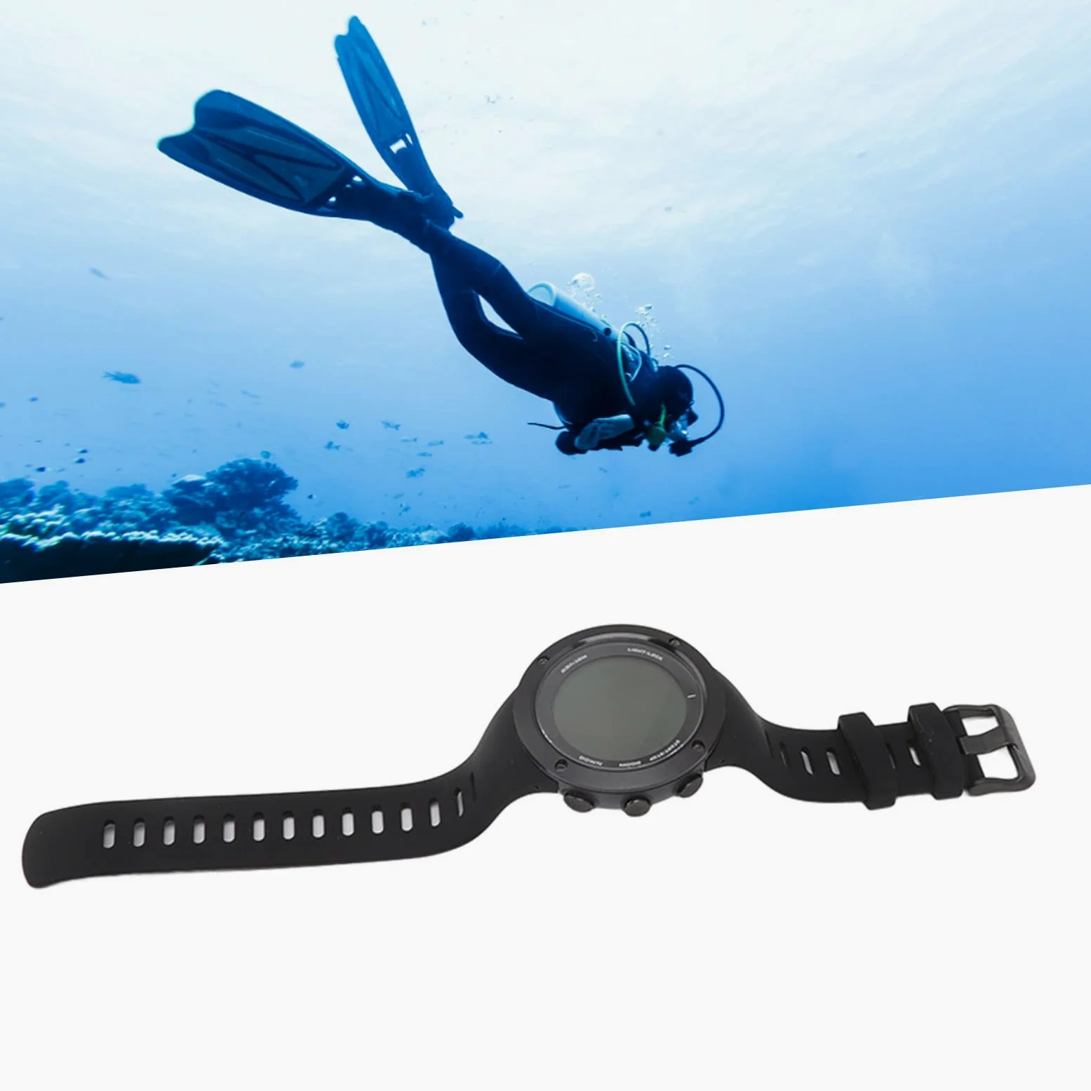 Reloj de Buceo Digital 10ATM Resistente Al Agua Temporizador de Buceo para Entusiastas del Deportes de Natación Caucho de Acero Inoxidable (Negra)