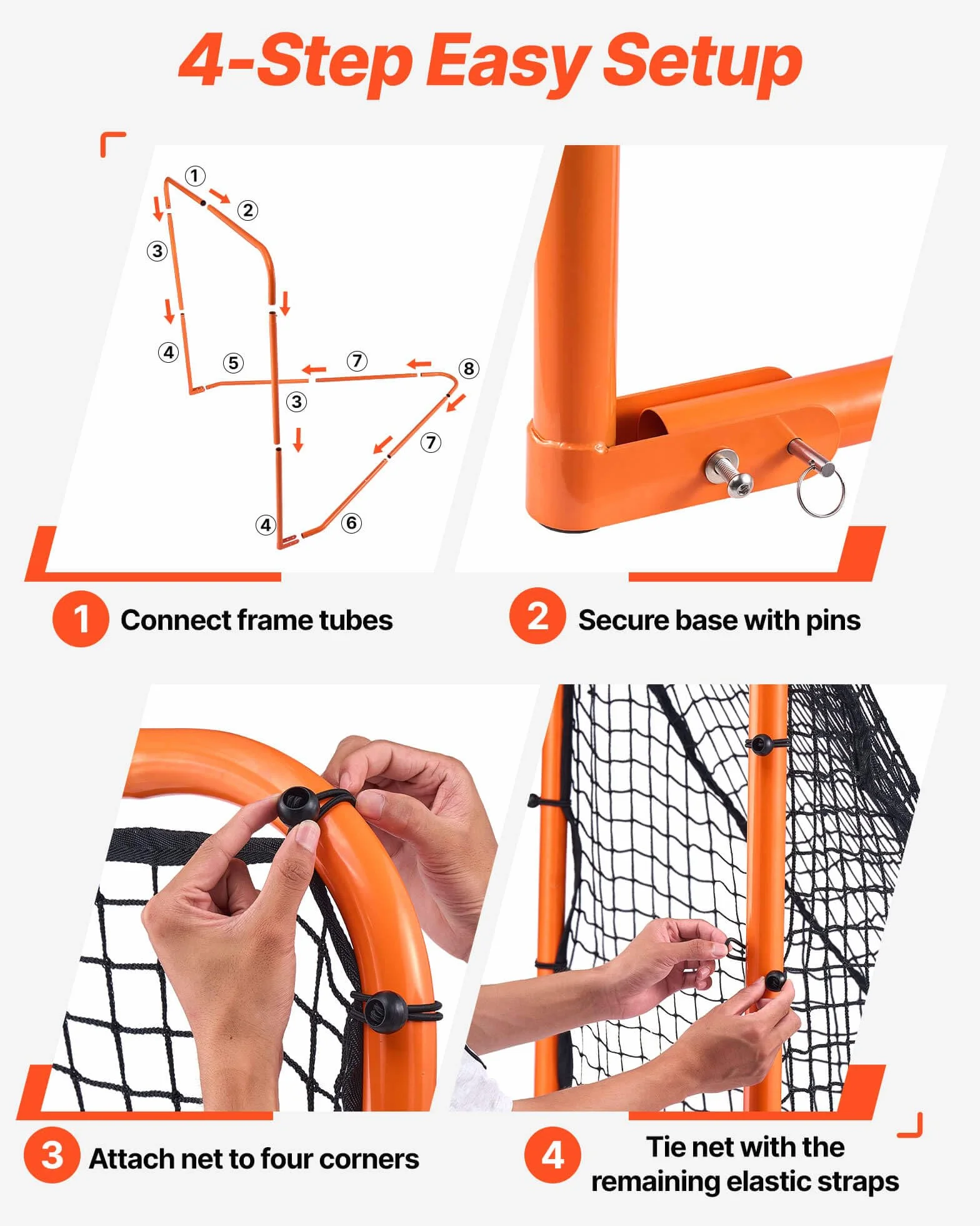 VEVOR Portería de lacrosse, red de lacrosse, equipo portátil de entrenamiento de lacrosse para patio trasero, red de entrenamiento de marco de acero, portería de lacrosse de configuración rápida y