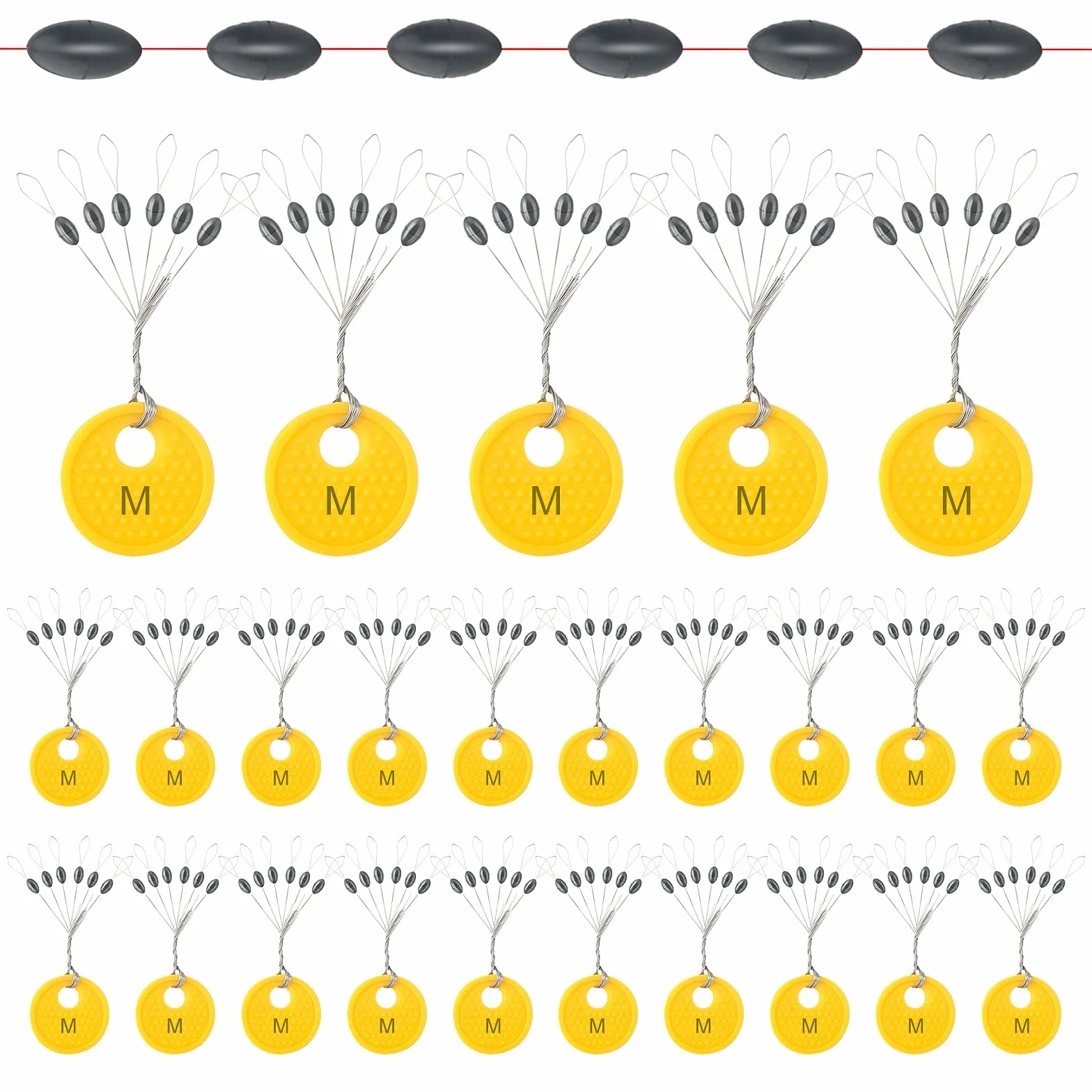 Realure 150/300 topes de Goma 6 en 1 para Pesca con Perlas de Goma pequeñas, para Pesca de Trucha, para 0,1 – 0,43 mm, Ovalado