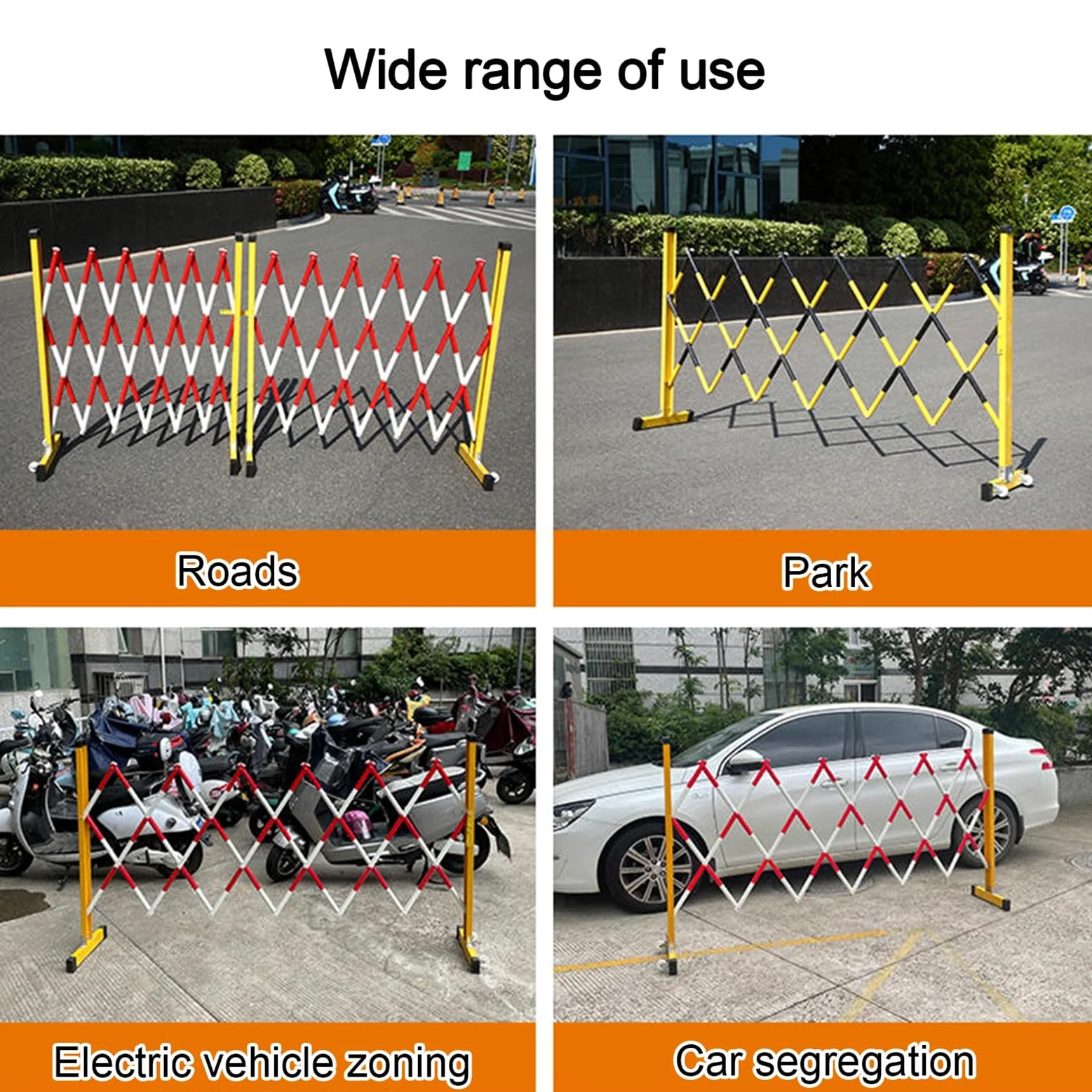 Barricada metálica Extensible, Barrera de Seguridad móvil, Valla de tráfico Ajustable, Barrera de tráfico retráctil para Patio, Piscina, Tienda, Ahorro de Espacio, Rojo y Blanco,Red+White-1.2x1m