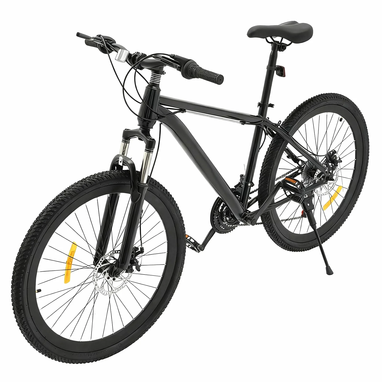 Bicicleta de montaña Hardtail de 26 pulgadas, bicicleta para adultos con frenos de disco de 21 velocidades, horquilla de suspensión, marco de acero resistente y luces LED para adultos