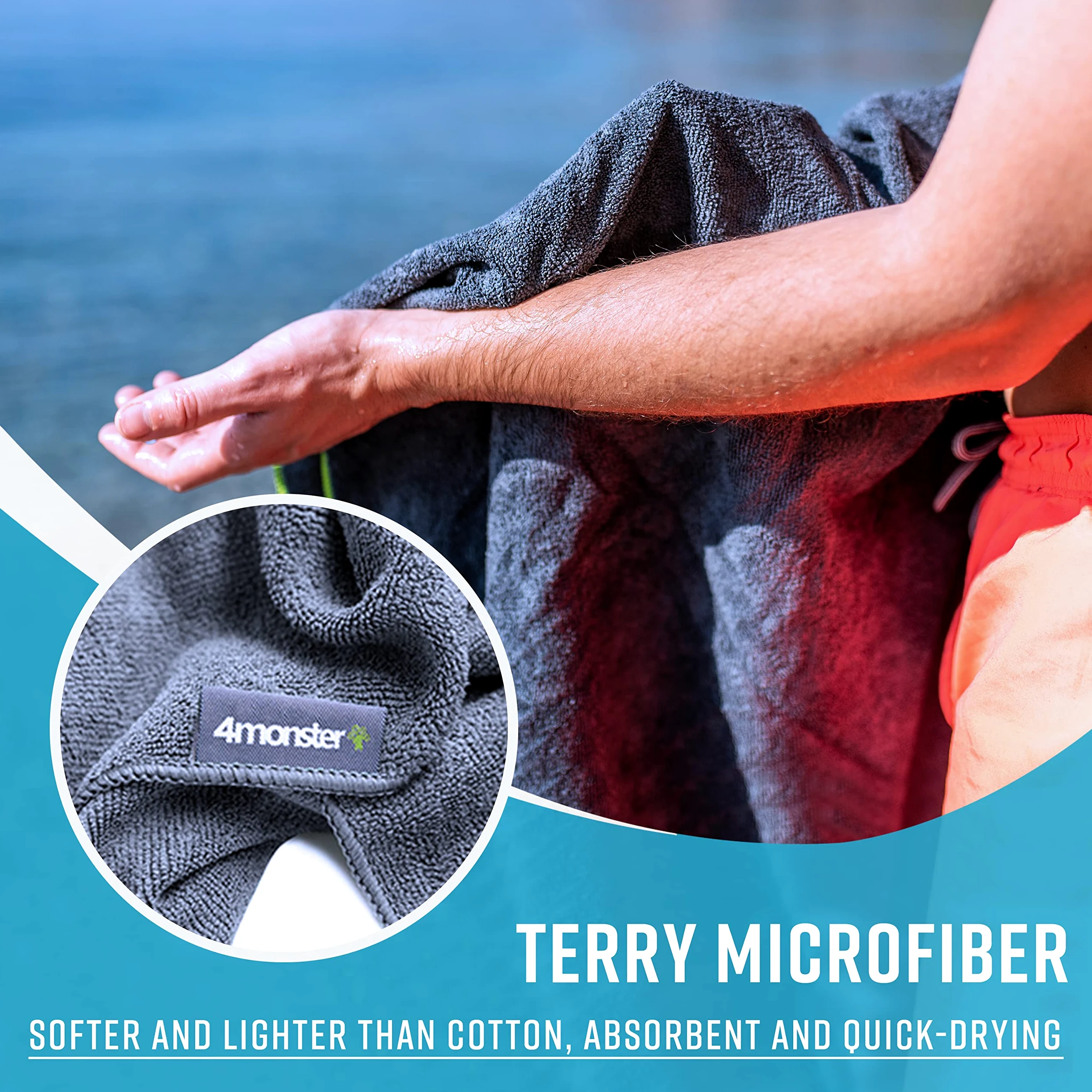 4Monster Paquete de 6 toallas de microfibra para gimnasio con bolsa de accesorios, toalla de viaje de secado rápido, súper ligera, ultra absorbente, toalla para deportes, yoga, natación, senderismo,