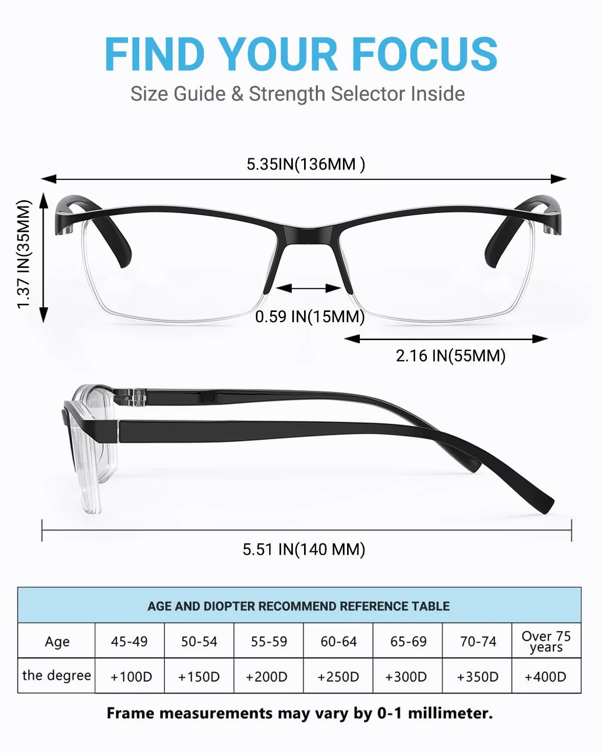 LUFF Gafas de lectura ultraligeras portátiles