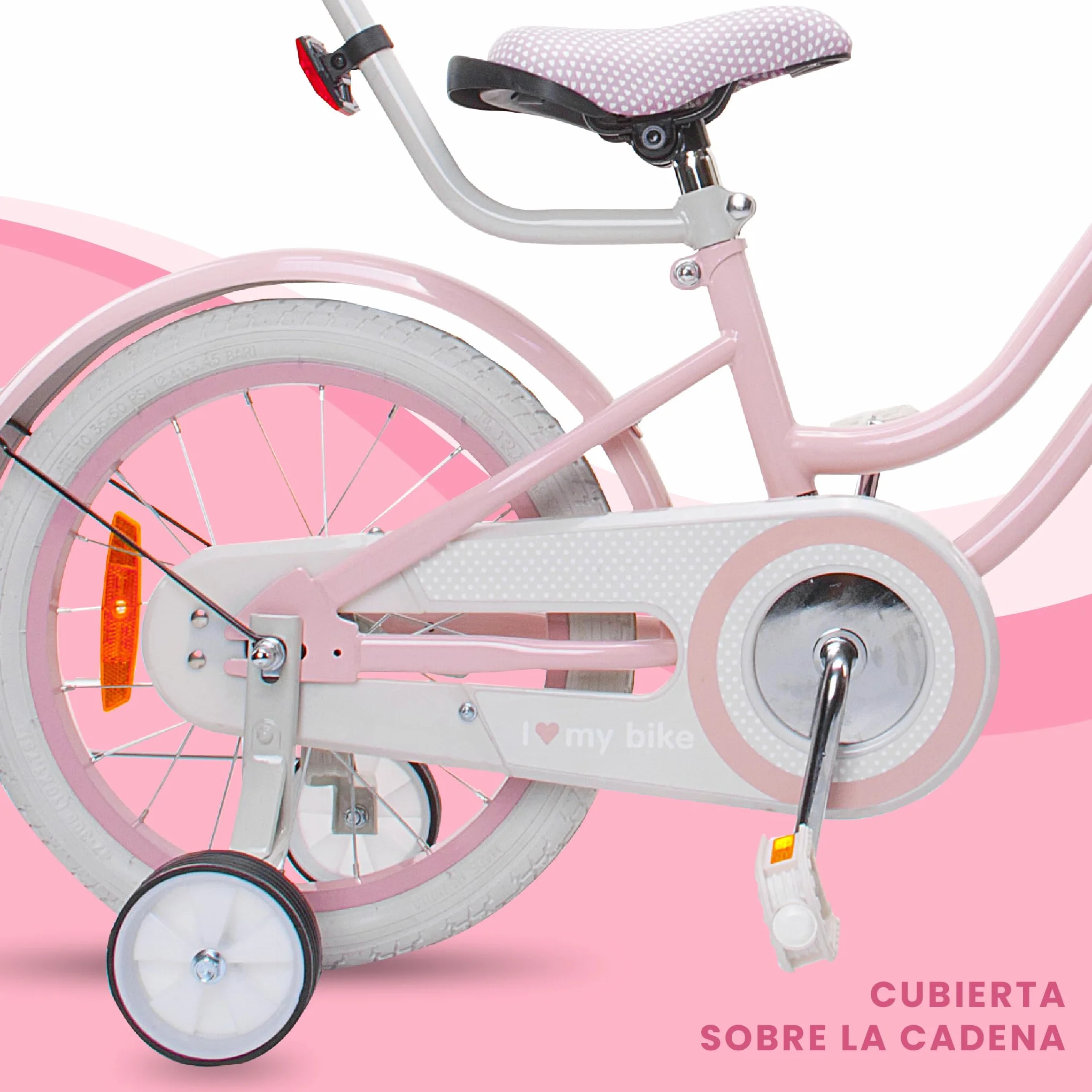 sun baby Heart Bike Bicicleta Infantil para niña 12/14/16 Pulgadas, con ruedines, Barra de Empuje, Cesta, Timbre, Freno contrapedal y V-Brake