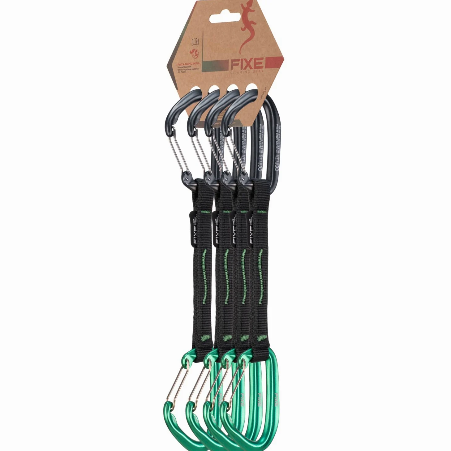 Cinta Exprés Puput Wire Aluminio 7075 Pack 4 para Escalada Deportiva y Vías Largas - Gris/Verde