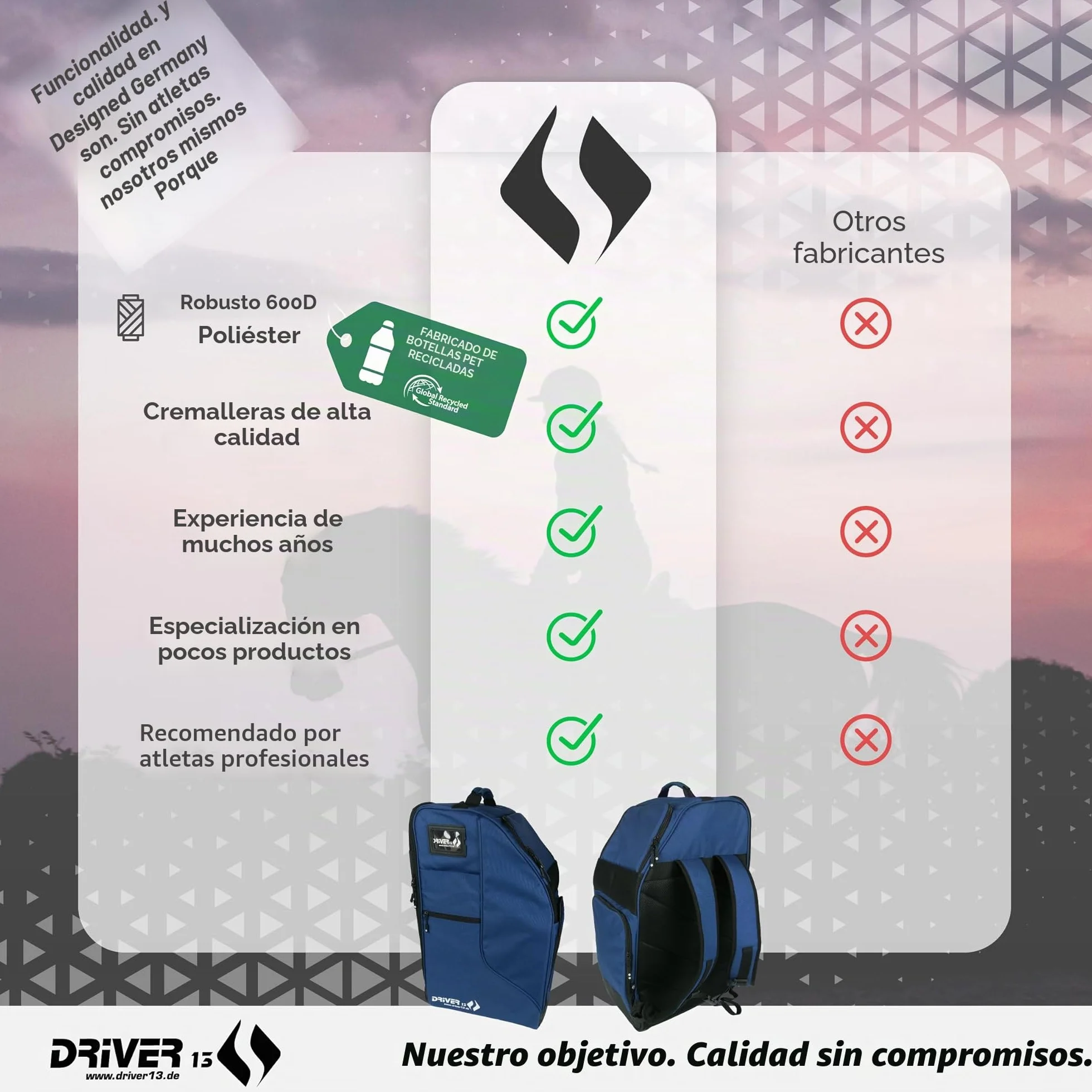 Mochila para botas de equitación con compartimento para casco, Driver13, muchos colores
