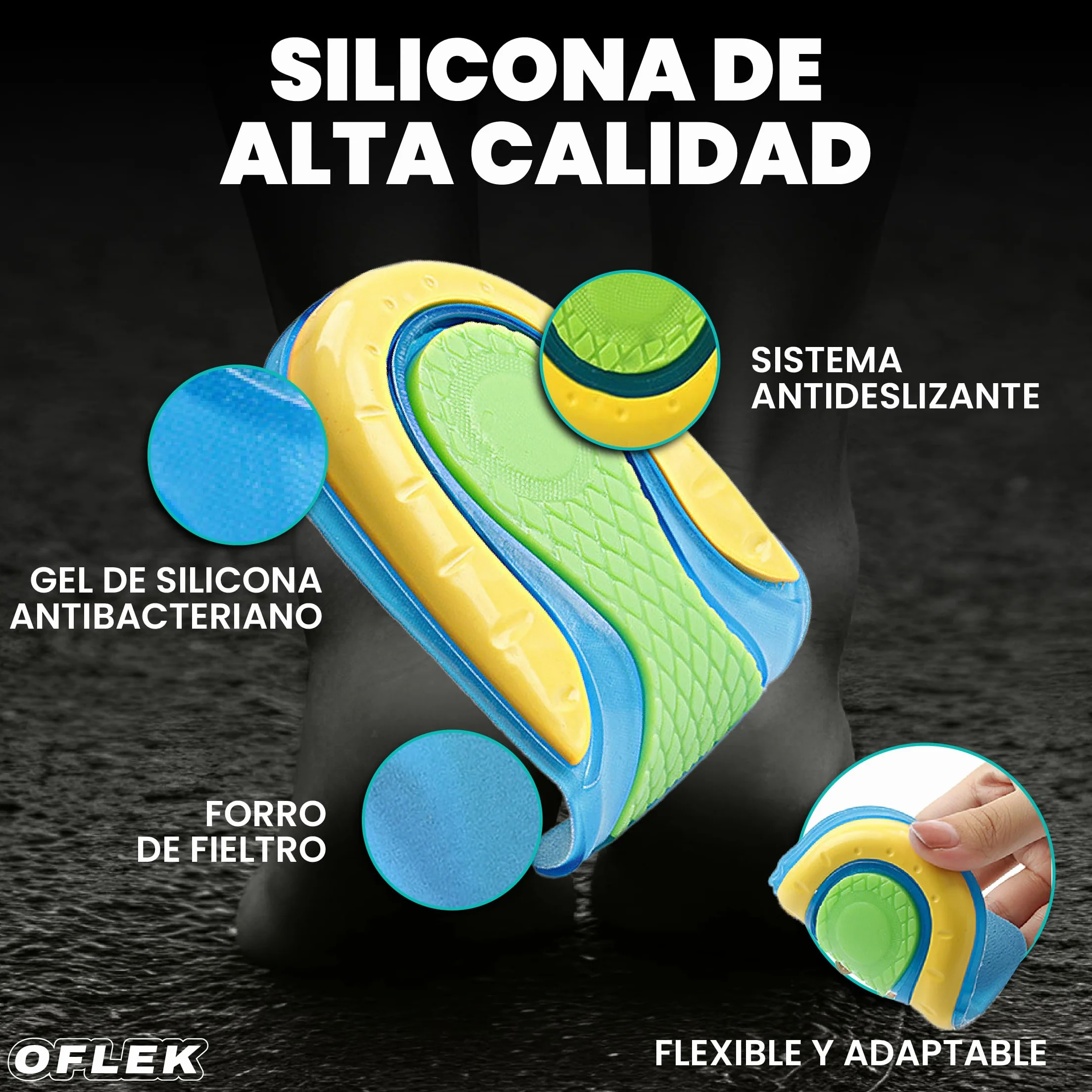 OFLEK® Fascitis Plantar Taloneras Silicona Almohadilla Trasera Protector Tacones Soporte Antideslizante Alivio Dolor Pie