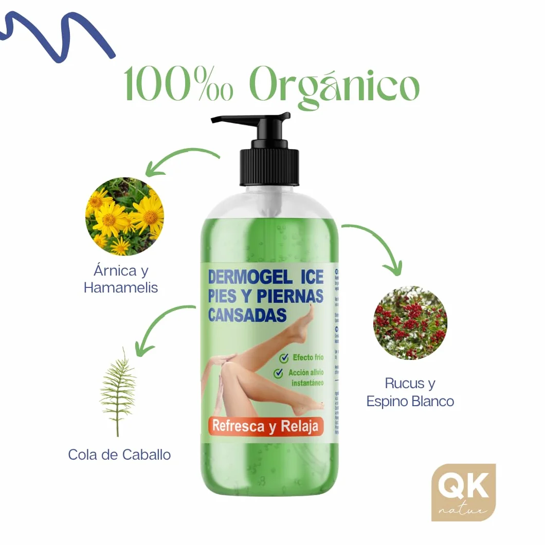 QKnatur Gel Efecto Frío para Pies y Piernas Cansadas 500 ml Antiinflamatorio Refrescante