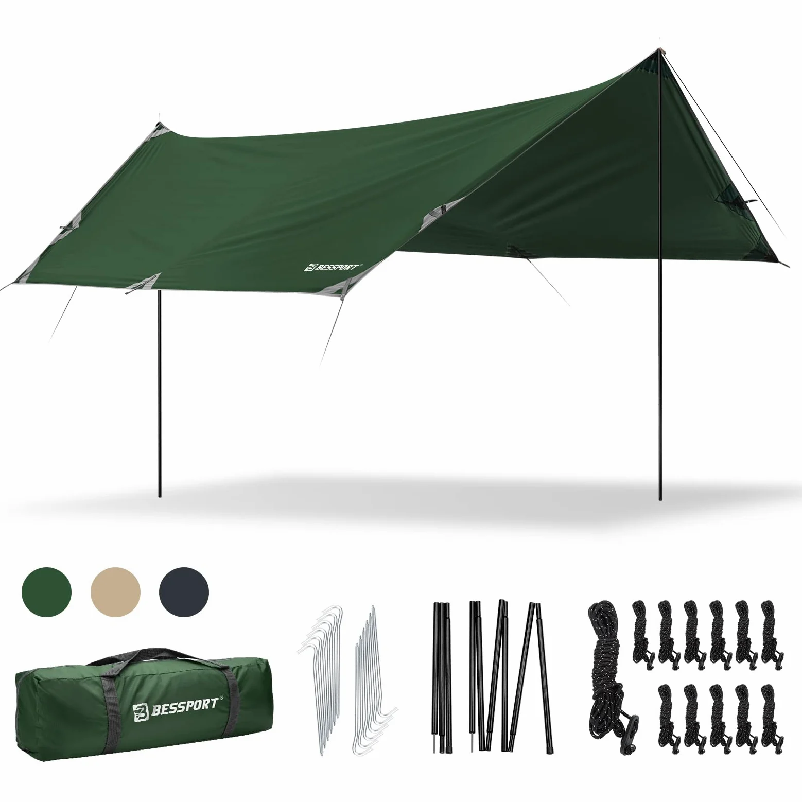 Bessport Toldo de Refugio Impermeable, Tienda de campaña, portátil, Ligera, Impermeable, Refugio para Camping, Senderismo