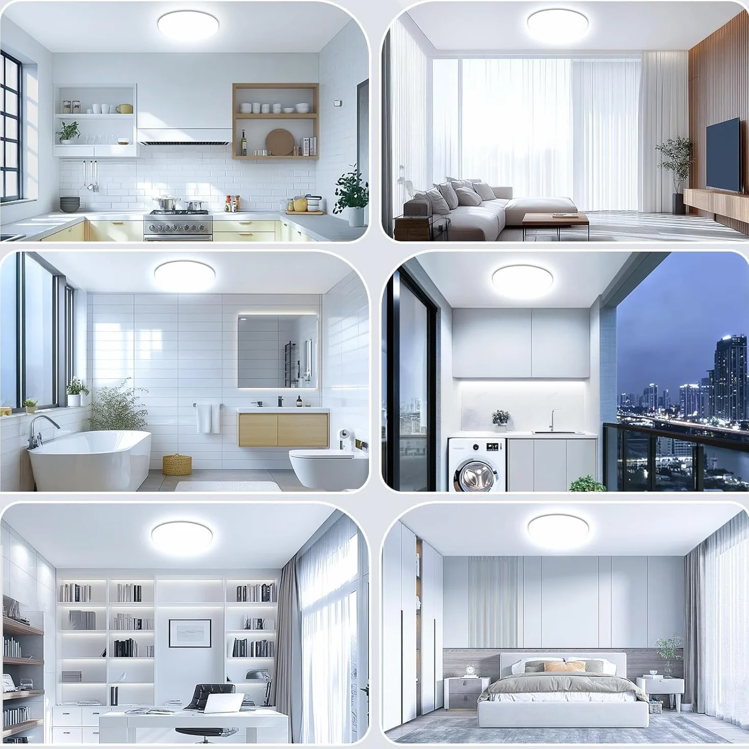 Plafon LED Techo 36W 4500LM IP54 Impermeable 6500K Lámpara de Baño