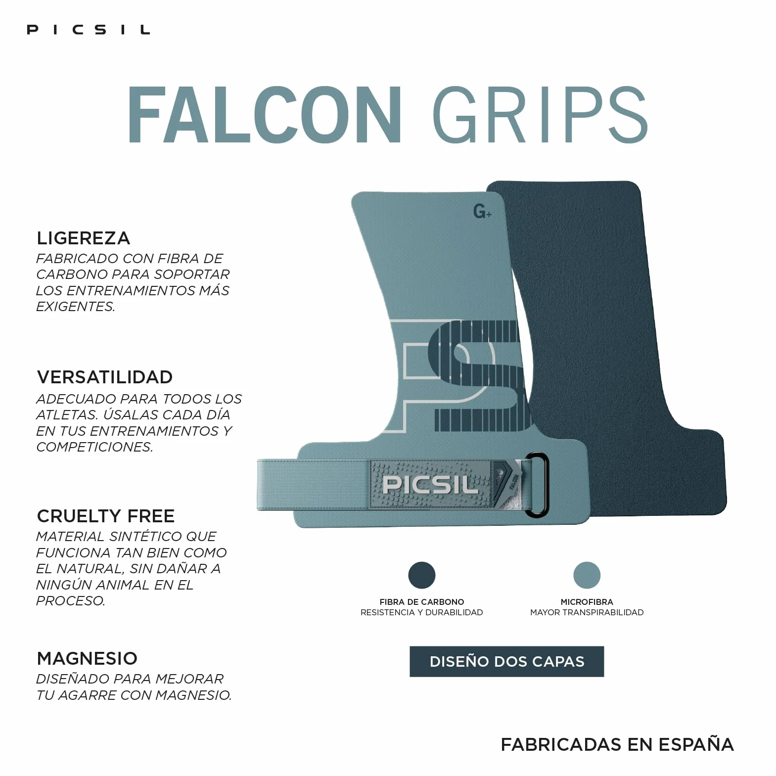 PICSIL Falcon Calleras Fibra Carbono Agarre Cross Training Gimnasio