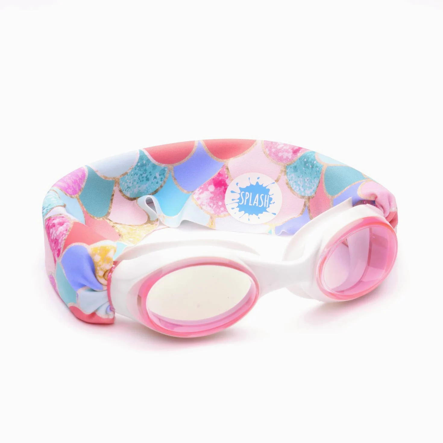 Splash Place Gafas de natación con correa de tela, gafas de natación para adultos y niños, rosas y morados