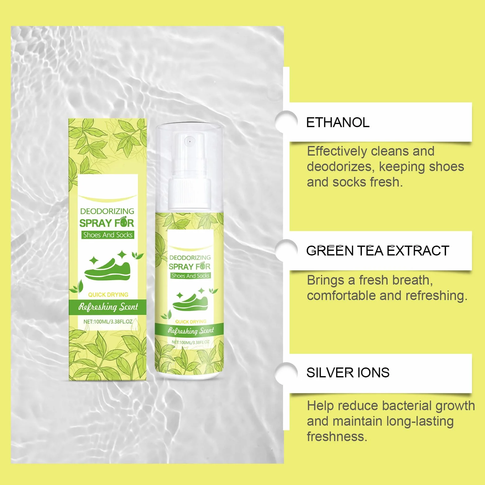 Spray desodorante para zapatos eliminador de olores fórmula vegetal