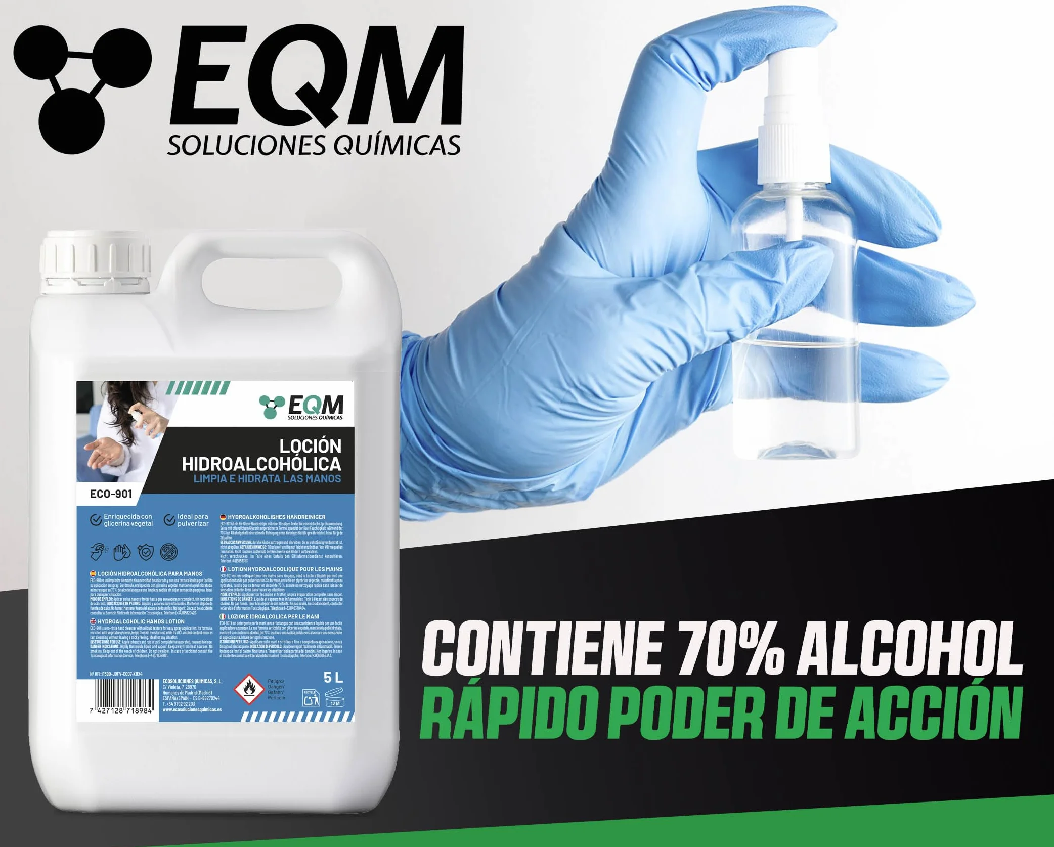 EQM ECO-901 Loción Hidroalcohólica para Manos 5L