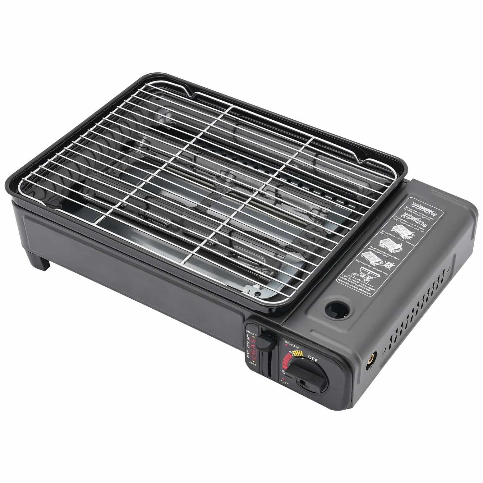 Hornillo de gas de 1 foco con encendido piezoeléctrico, hornillo de camping para butano y LPG, estufa de gas portátil para exteriores, hornillo de gas para uso versátil para camping, jardín y