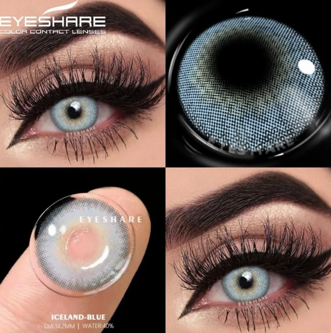 Lentes de contacto de color Azul Sin Graduar Hidrogel 1 Año