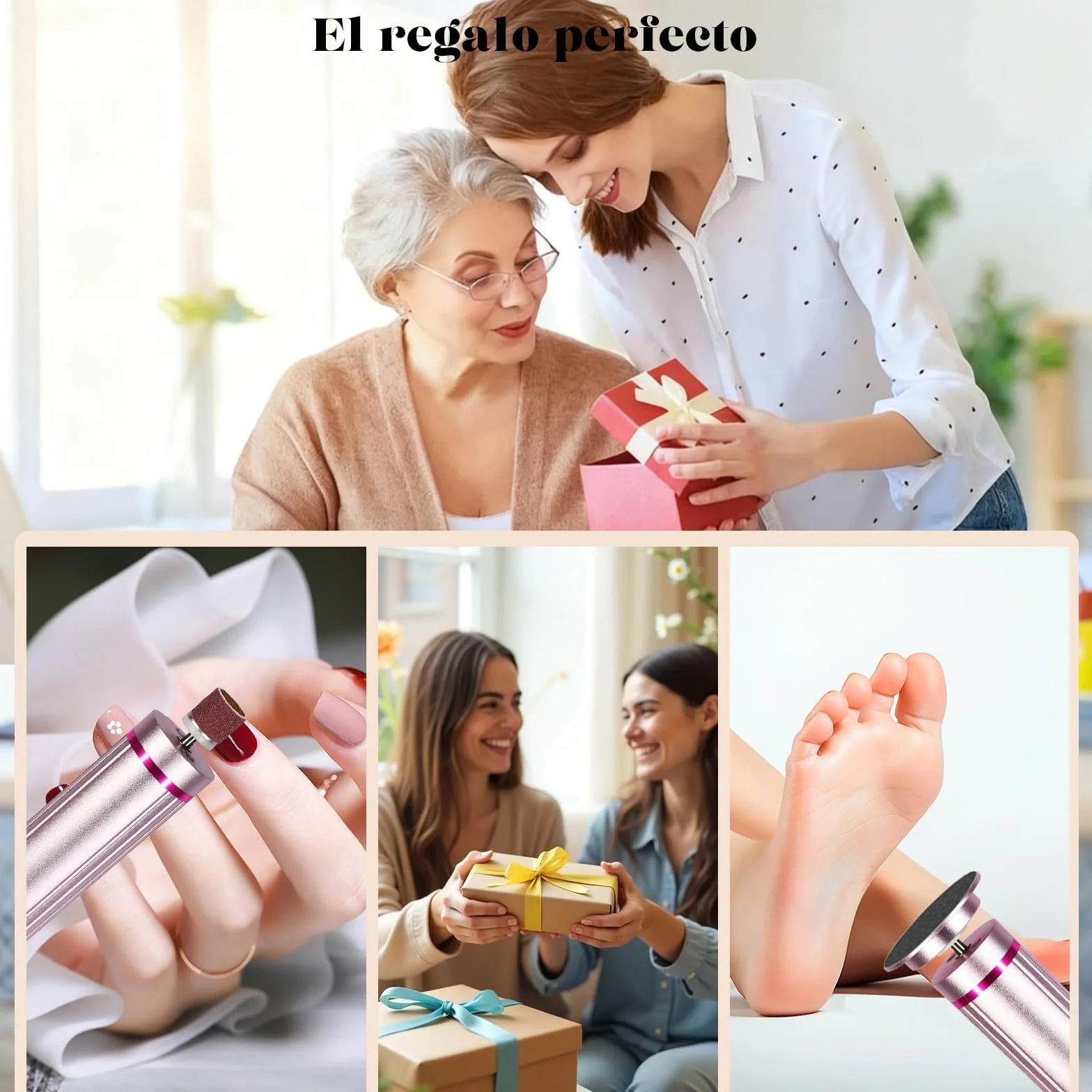 Quita Callos Eléctrico 2 en 1, 9 Velocidades, Recargable Tipo C, 30 Hojas de Lija, para Pies, Talones Agrietados, Piel Dura (Rosa)