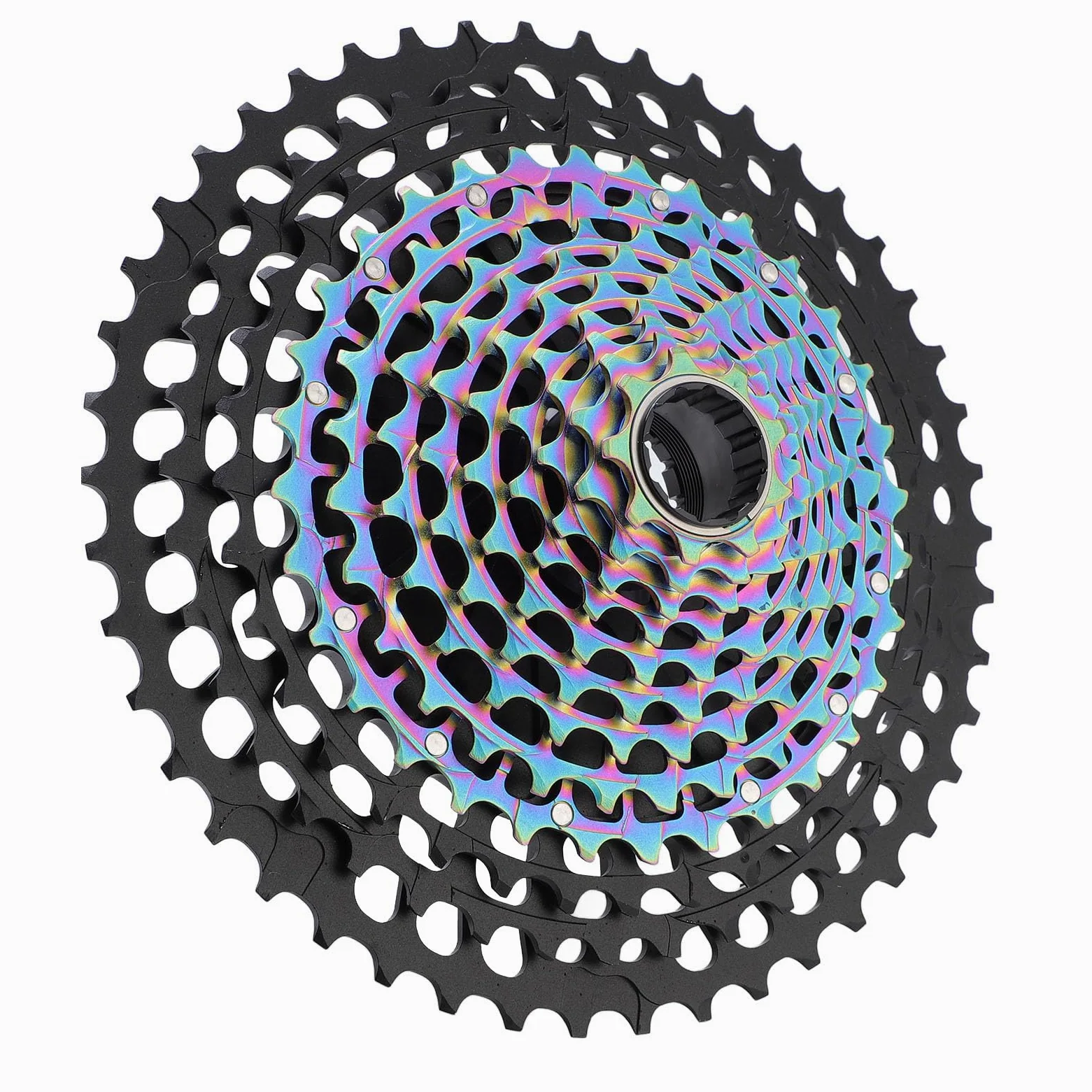 Chrees Aleación de aluminio CNC Hollow Bike Casete, XD FreeHub, fácil instalación para cassettes de bicicleta volante con cambio rápido de marcha (negro colorido)