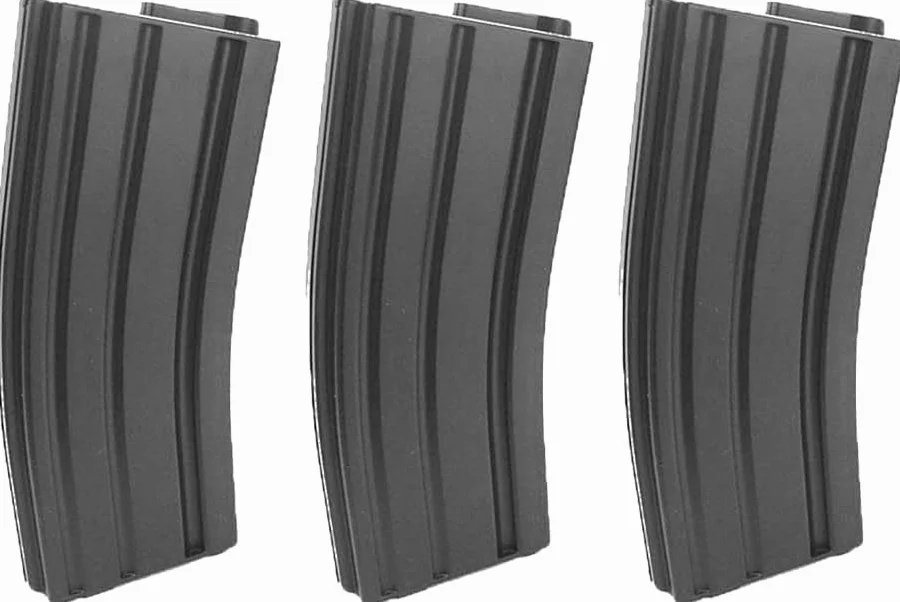 Slong Airsoft Cargadores Mid-Cap para M4 Airsoft 140 Bolas Plástico Negro Pack 3