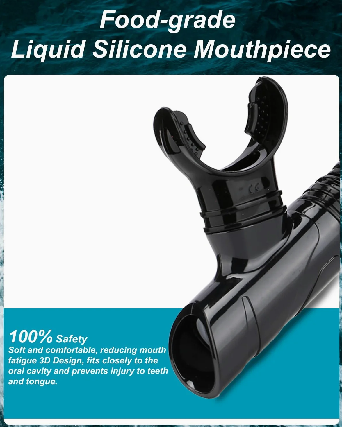 AQUA A DIVE SPORTS Snorkel seco de fácil aliento para esnórquel, buceo, natación, con válvula de secado superior y boquilla de silicona de grado alimenticio para adultos y jóvenes (SN115-1 azul)