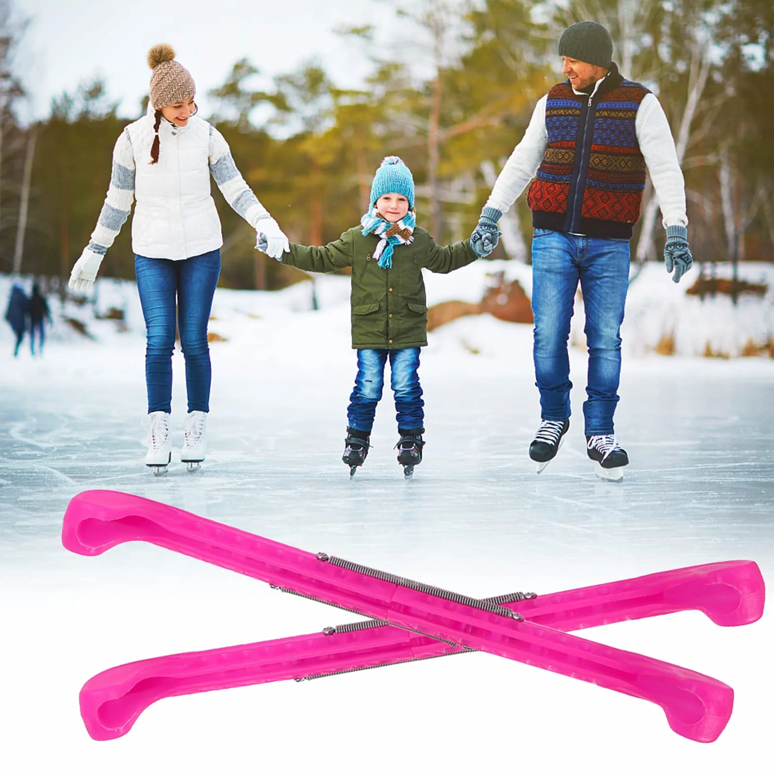 Cyrank 1 par de Protectores de Cuchillas de Hockey Deportivo, Protectores de Cuchillas de Patines de Hockey sobre Hielo, Cubierta de plástico con Protector de Patinaje sobre Hielo de Primavera