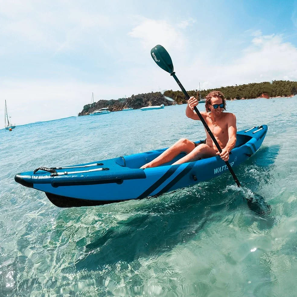 Kayak Inflable Wattsup Torpedo 1 Plaza – 365 x 72 cm (12 x 28) – Dropstitch – MAX 180 kg – Paquete Completo – Todos los Niveles