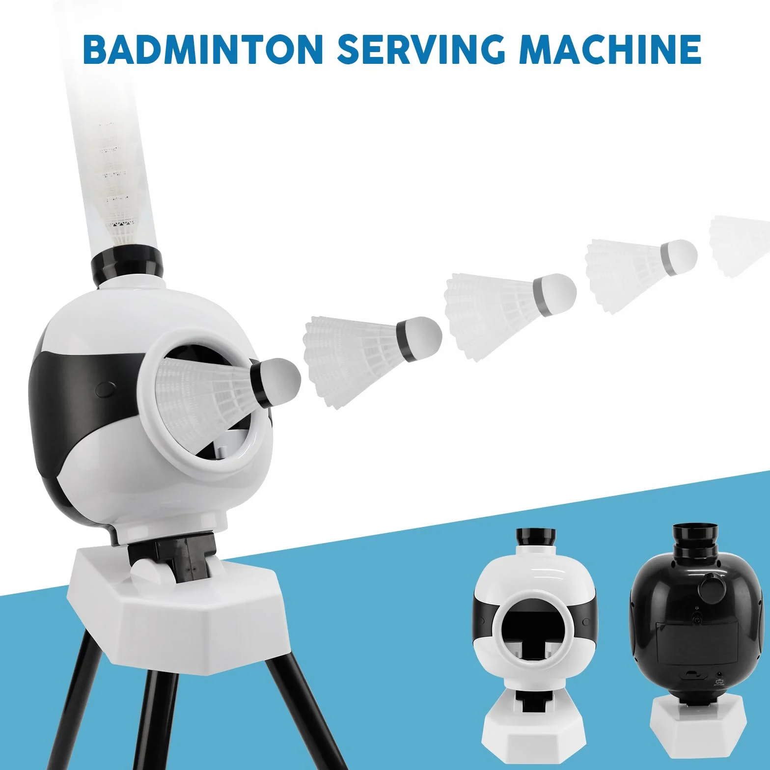 JAOGAUS Macchina per Servire Badminton con 12 Palline, Lanciatore Portatile per Allenamento Indoor e Outdoor
