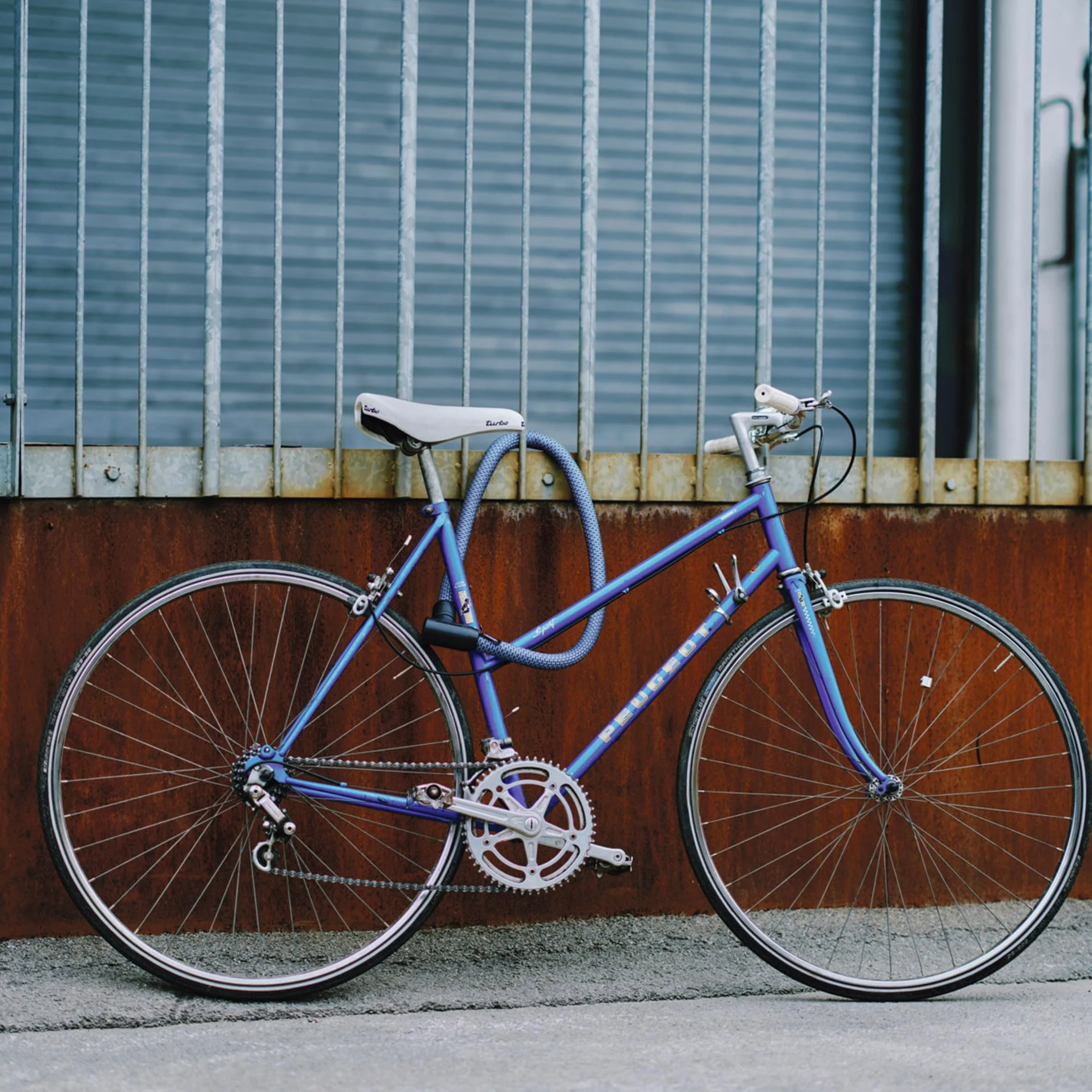 ABUS Candado de cadena YARNIT 4004K, longitud 110 cm, azul | Candado para bici con tejido, cilindro anti-ganzúa, cierre automático, protege el barniz
