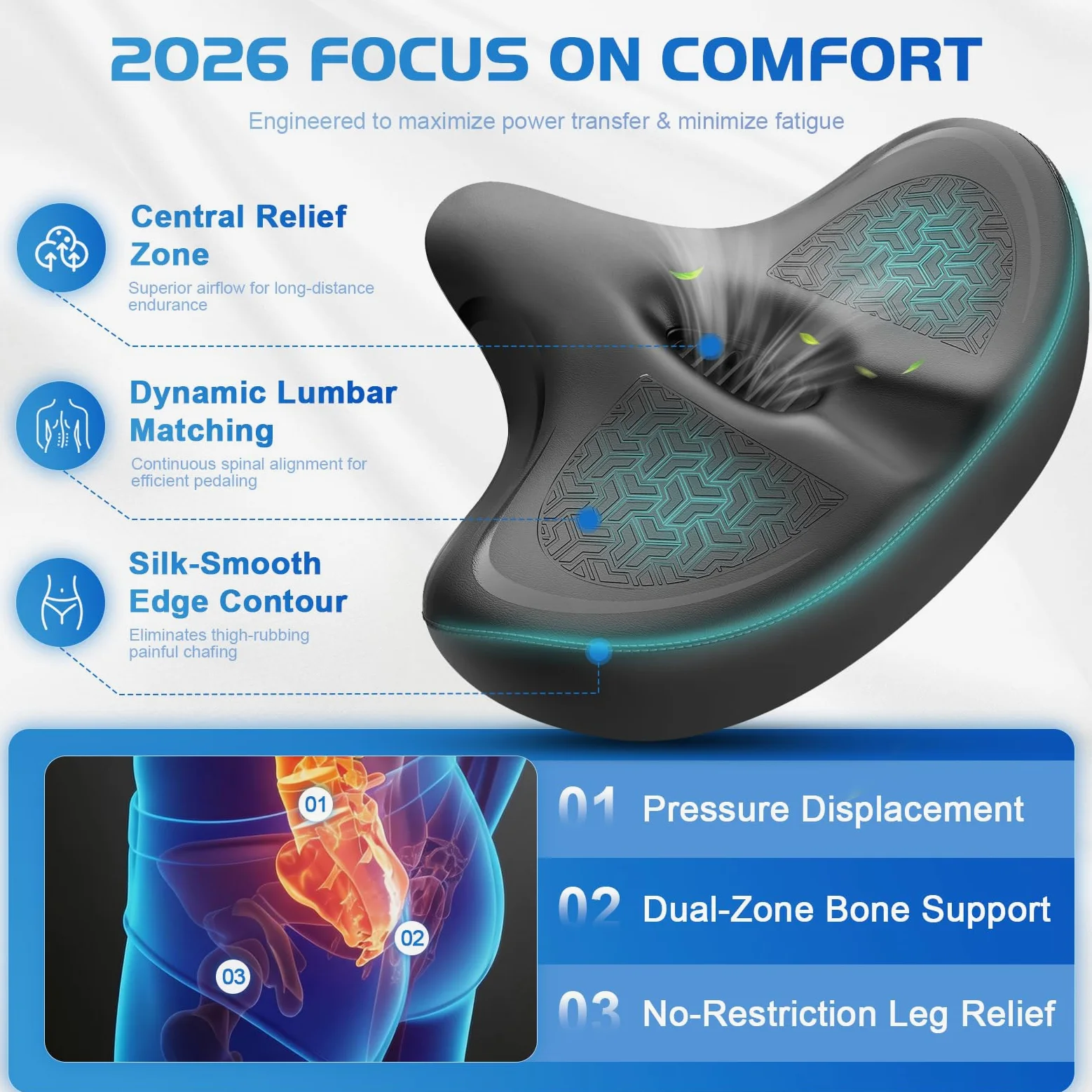 Asiento de bicicleta, asiento de bicicleta para mujeres y hombres, extra cómodo, ancho, asiento cómodo de gran tamaño para bicicletas Peloton, apto para bicicletas estáticas, bicicletas eléctricas