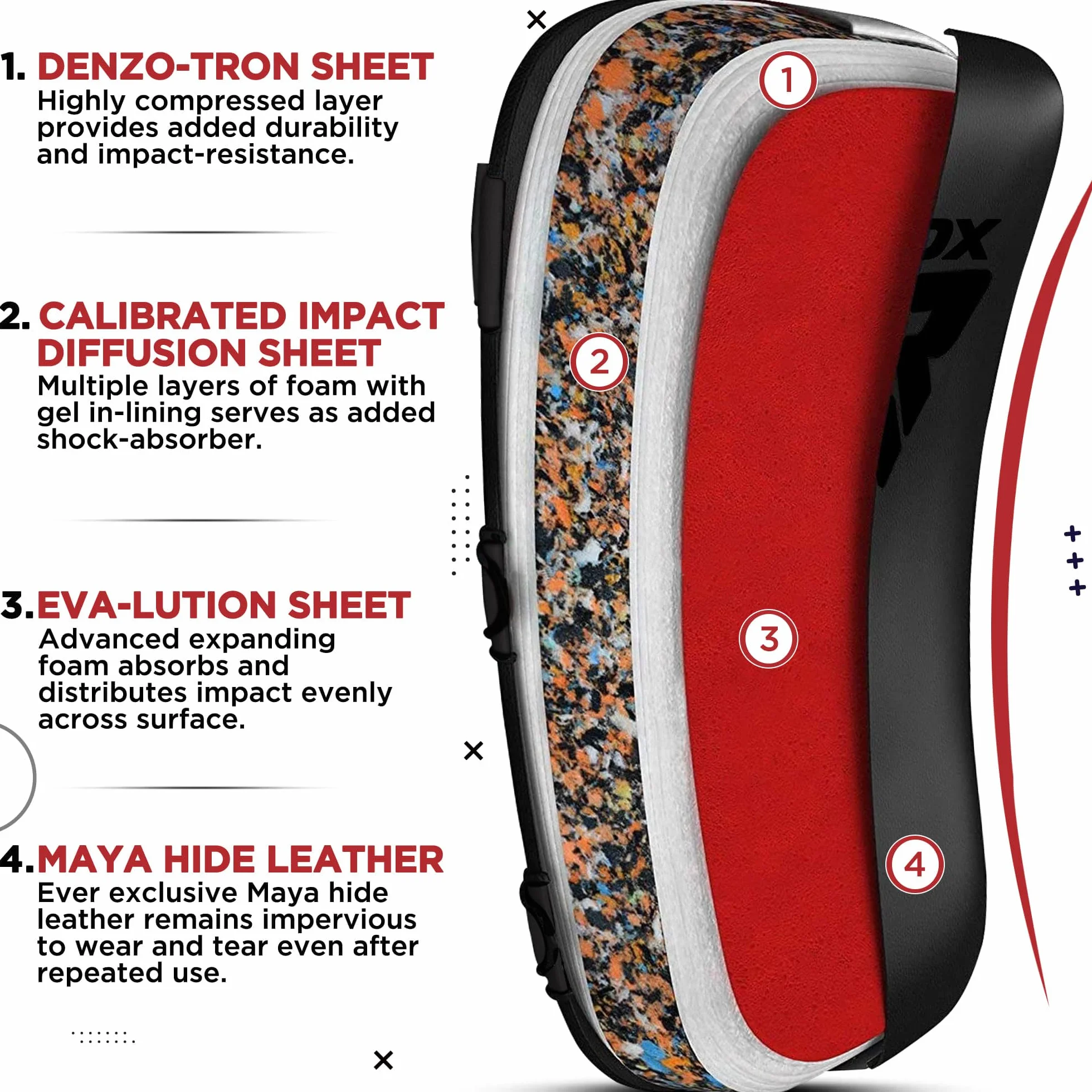 RDX Thai Pads Muay Thai Kick Boxing Training Pad, Maya Hide Cuero Boxeo Almohadilla, Escudo Manoplas MMA Kicking Sparring Artes Marciales Taekwondo