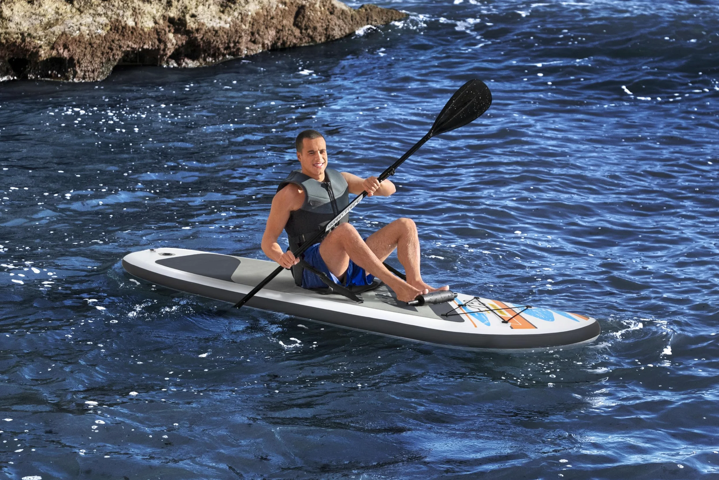 BESTWAY Paddle Kayak gonflable et transformable, Hydro-Force White Cap - 305 x 84 x 12 cm