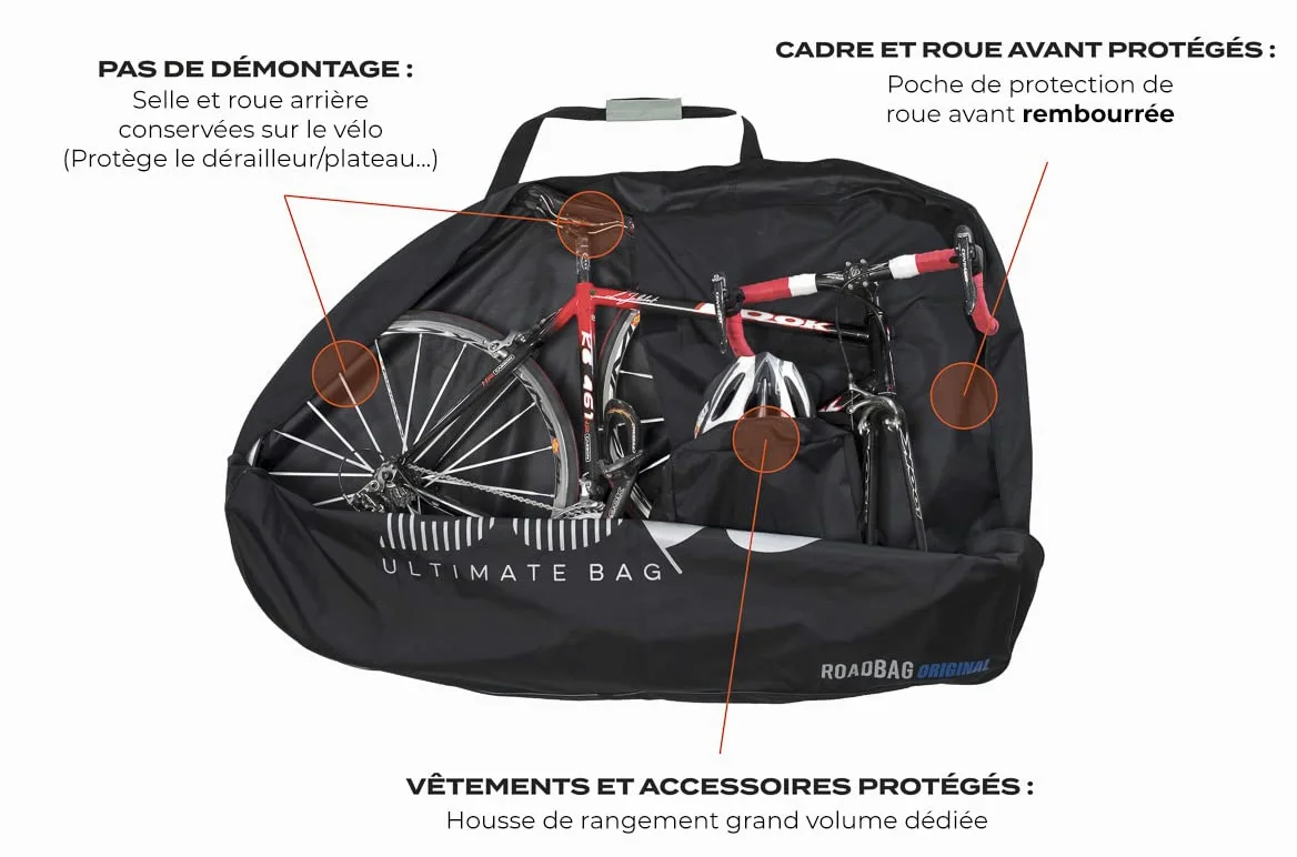 Funda de Transporte para Bicicleta de Carretera ROADBag Original New de Buds-Sports Sin Desmontar la Rueda Trasera - en Unos Segundos tu Bici Está Protegida - Ideal para Coche/Autobús