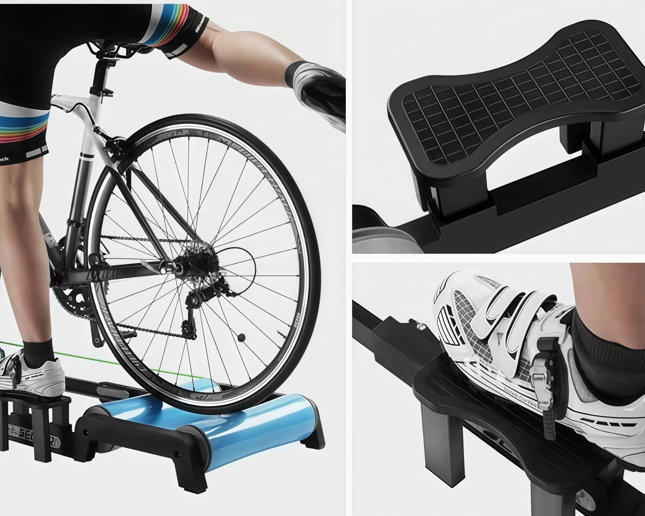 Entrenador de bicicleta plegable, rodillos de resistencia ajustables para ciclismo en interiores y entrenamiento de fitness