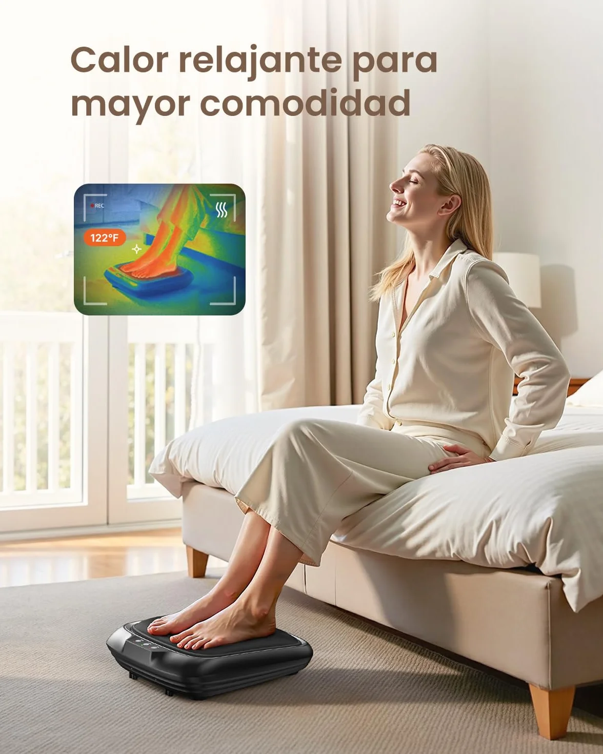 RENPHO Masajeador eléctrico de pies Shiatsu con calor, masaje de amasamiento profundo, cubierta extraíble