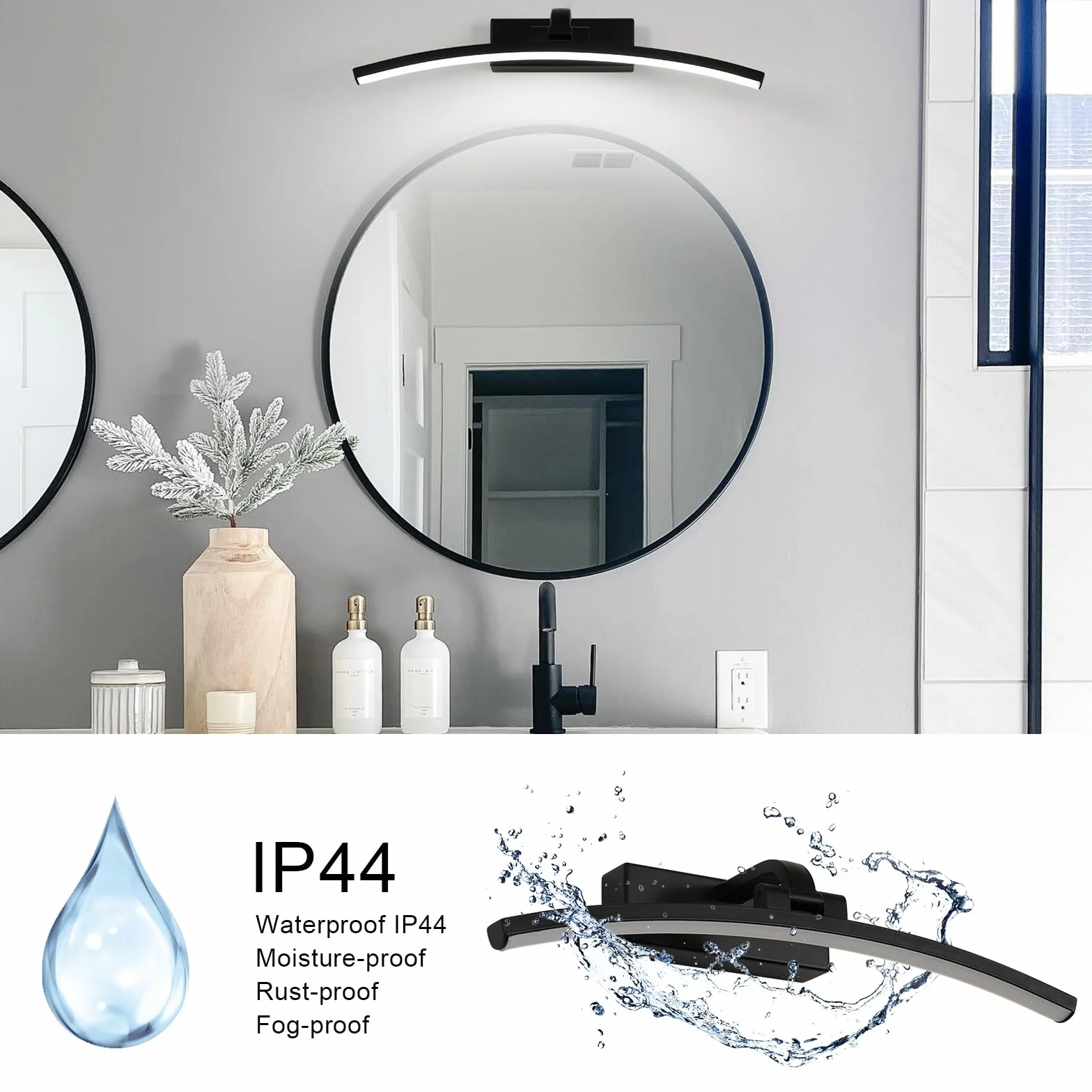 DELIPOP Luz de Espejo Baño LED 40cm IP44 6500K Blanco Frío