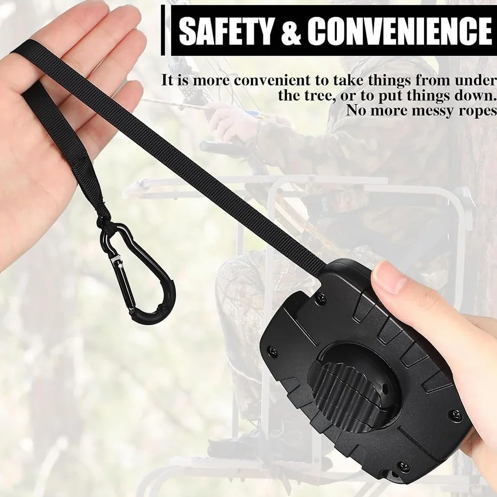 Treestand - Polipasto retráctil de 29.5 pies para caza, accesorios de equipo de caza rápidos y fáciles, 2 unidades