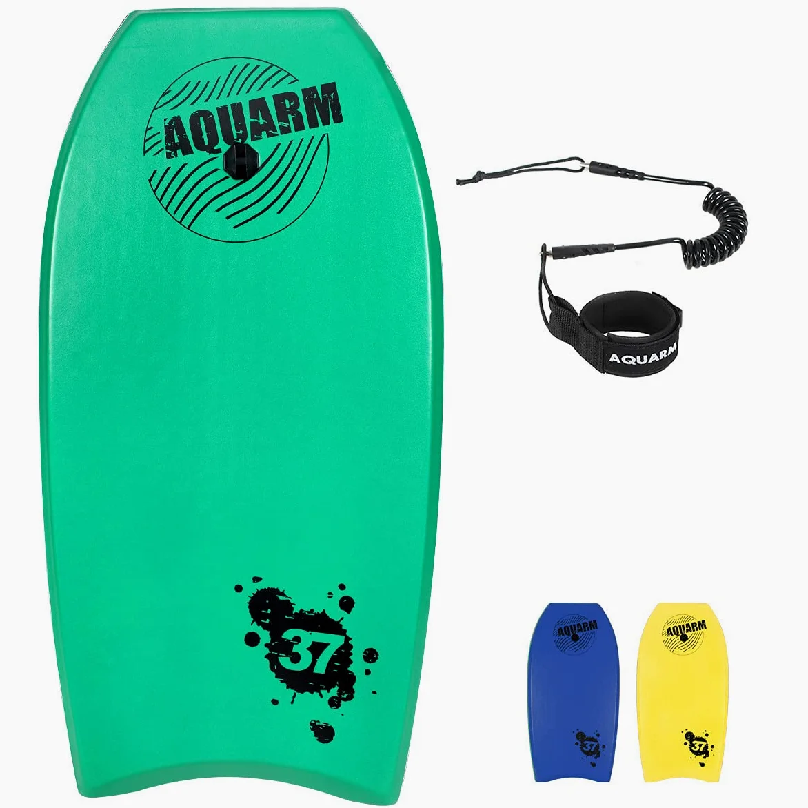 Tabla de bodyboard con correa de muñeca, 33"/37"/42" ligera con núcleo EPS y superficie inferior lisa de alta velocidad, perfecta para practicar surf para niños, adolescentes y adultos (verde)